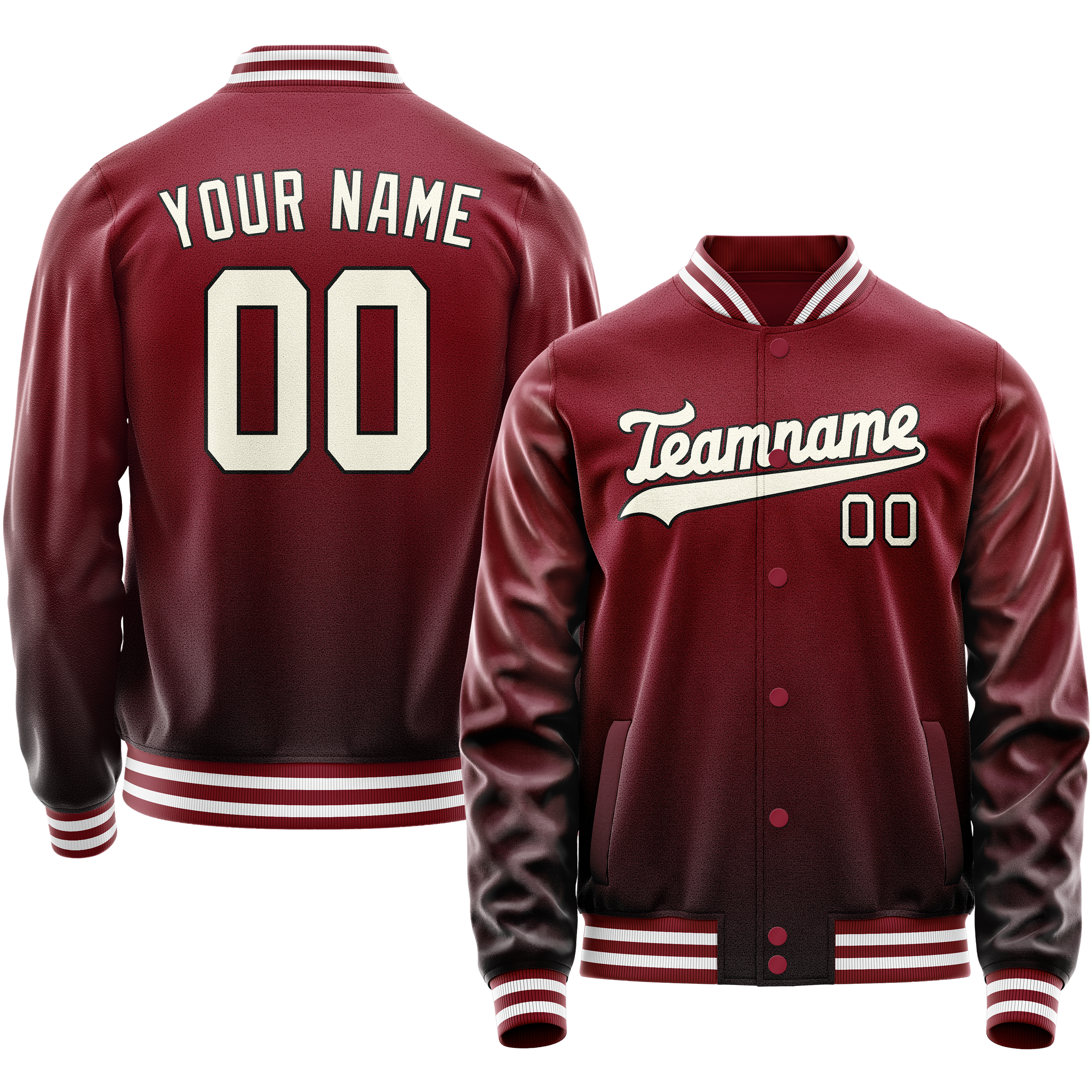 Personalized Crimson & Red Cream Solid Color Varsity Letterman Jacket