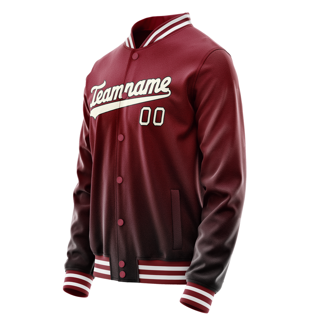 Personalized Crimson & Red Cream Solid Color Varsity Letterman Jacket