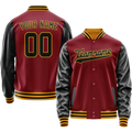 Personalized Crimson & Red Black Solid Color Varsity Letterman Jacket
