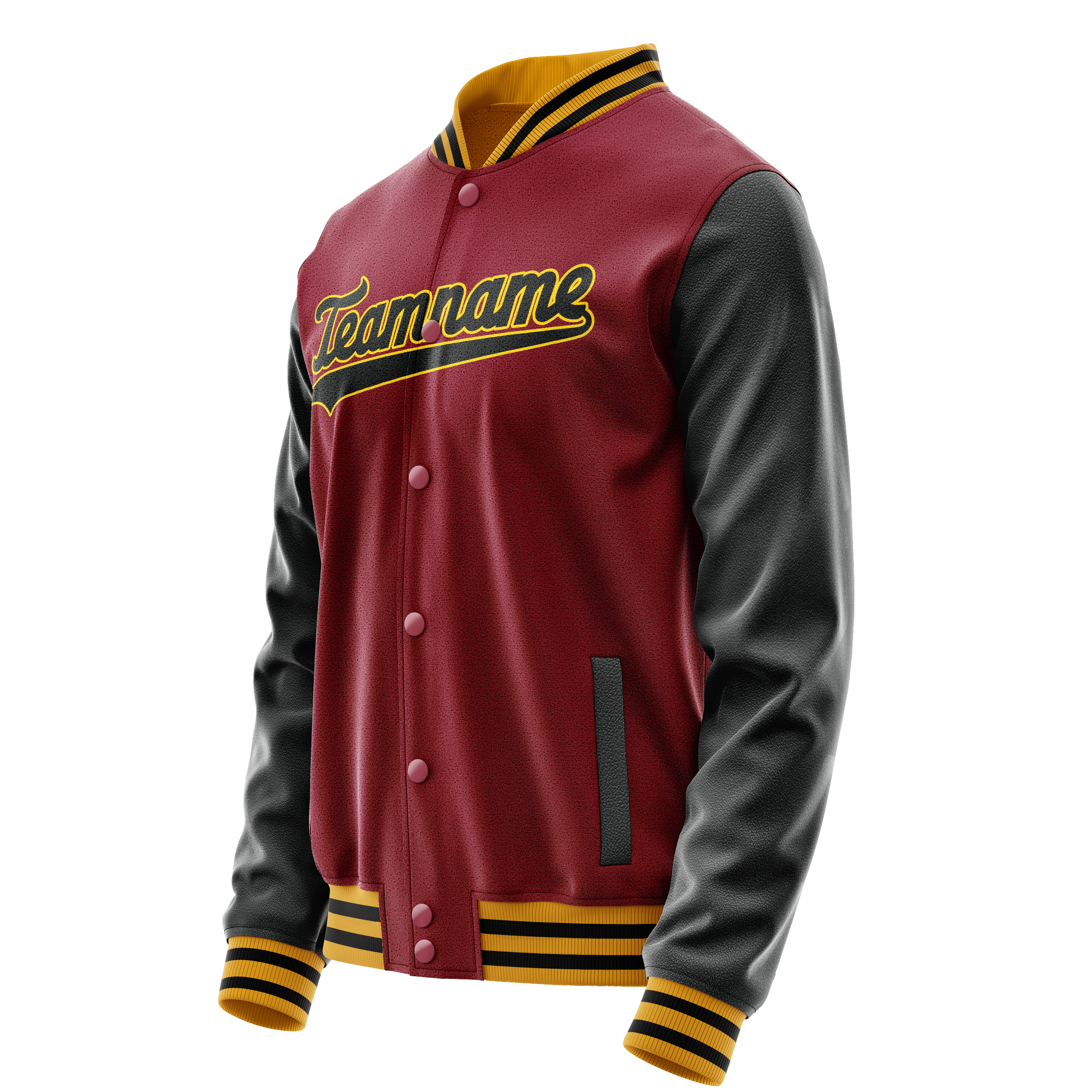 Personalized Crimson & Red Black Solid Color Varsity Letterman Jacket