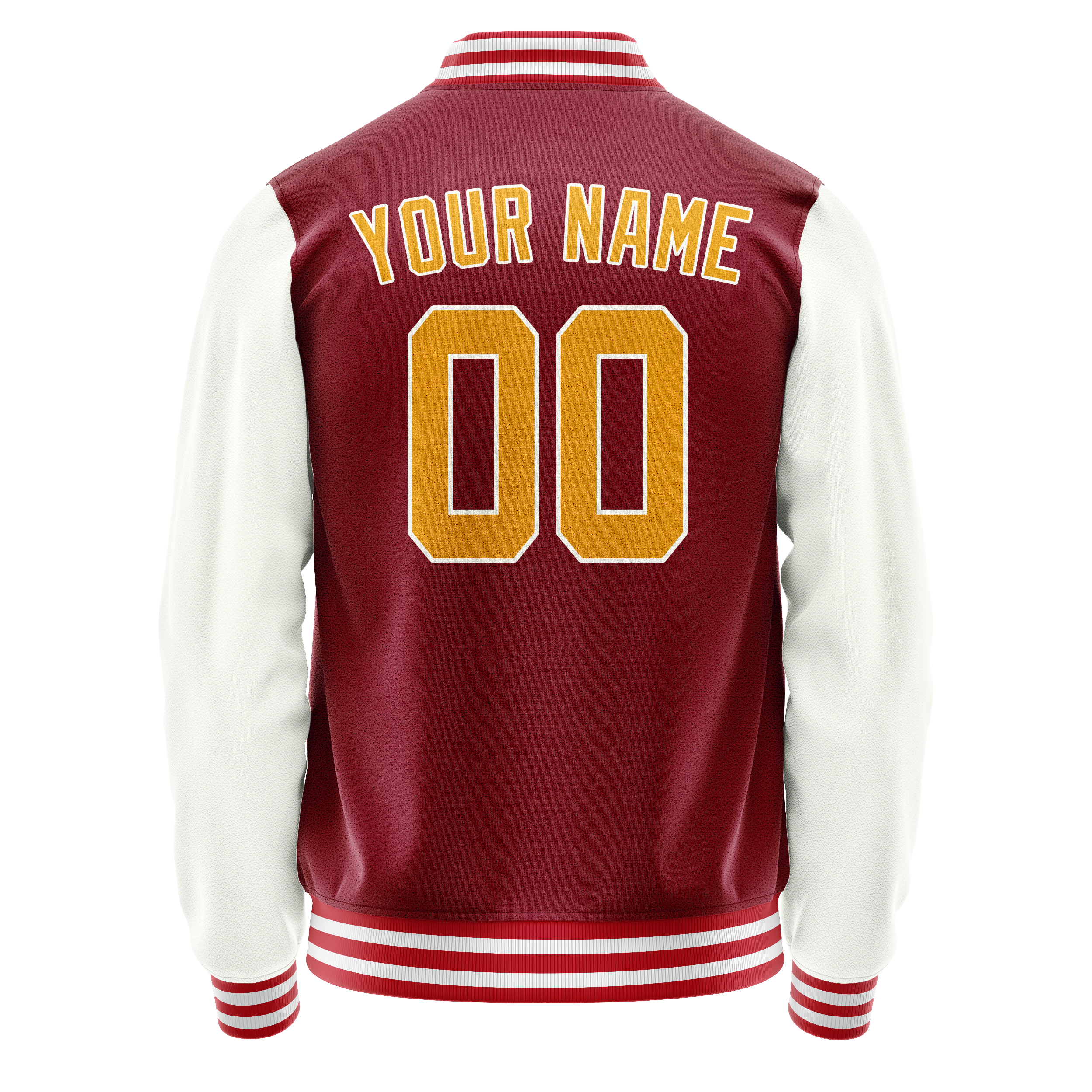 Personalized Crimson & Red White Solid Color Varsity Letterman Jacket