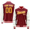 Personalized Crimson & Red White Solid Color Varsity Letterman Jacket