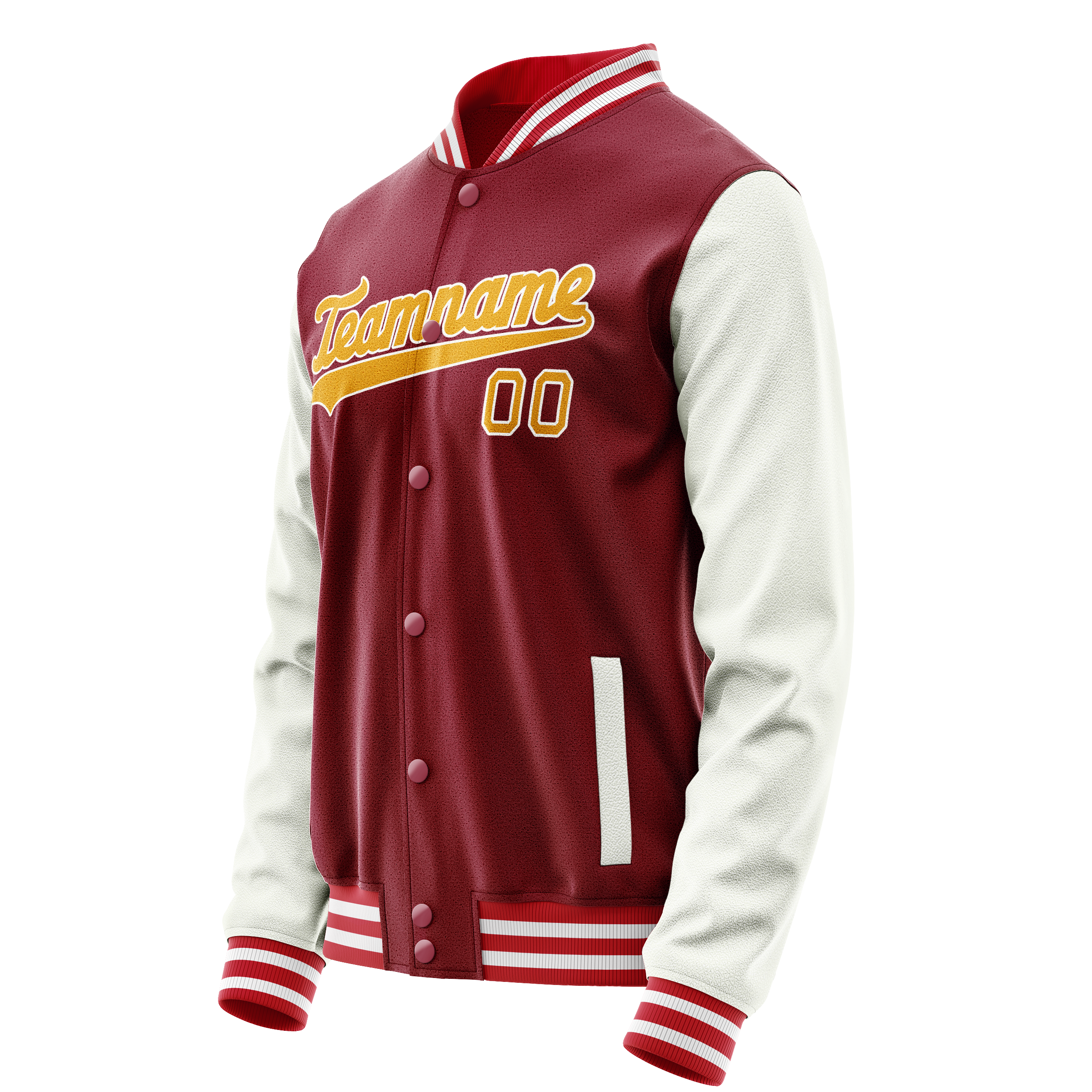 Personalized Crimson & Red White Solid Color Varsity Letterman Jacket