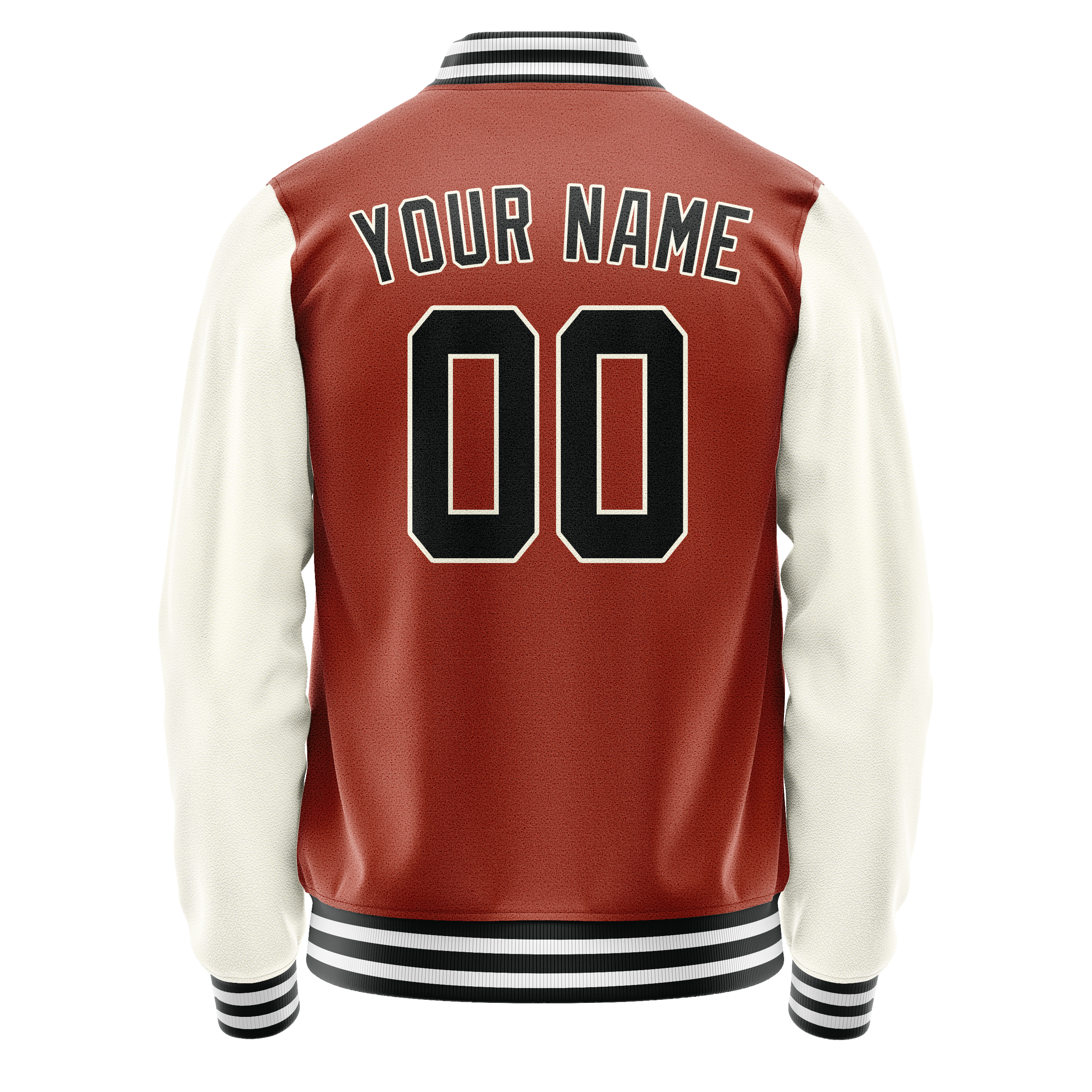 Personalized Coral & Red Cream Solid Color Varsity Letterman Jacket