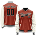 Personalized Coral & Red Cream Solid Color Varsity Letterman Jacket
