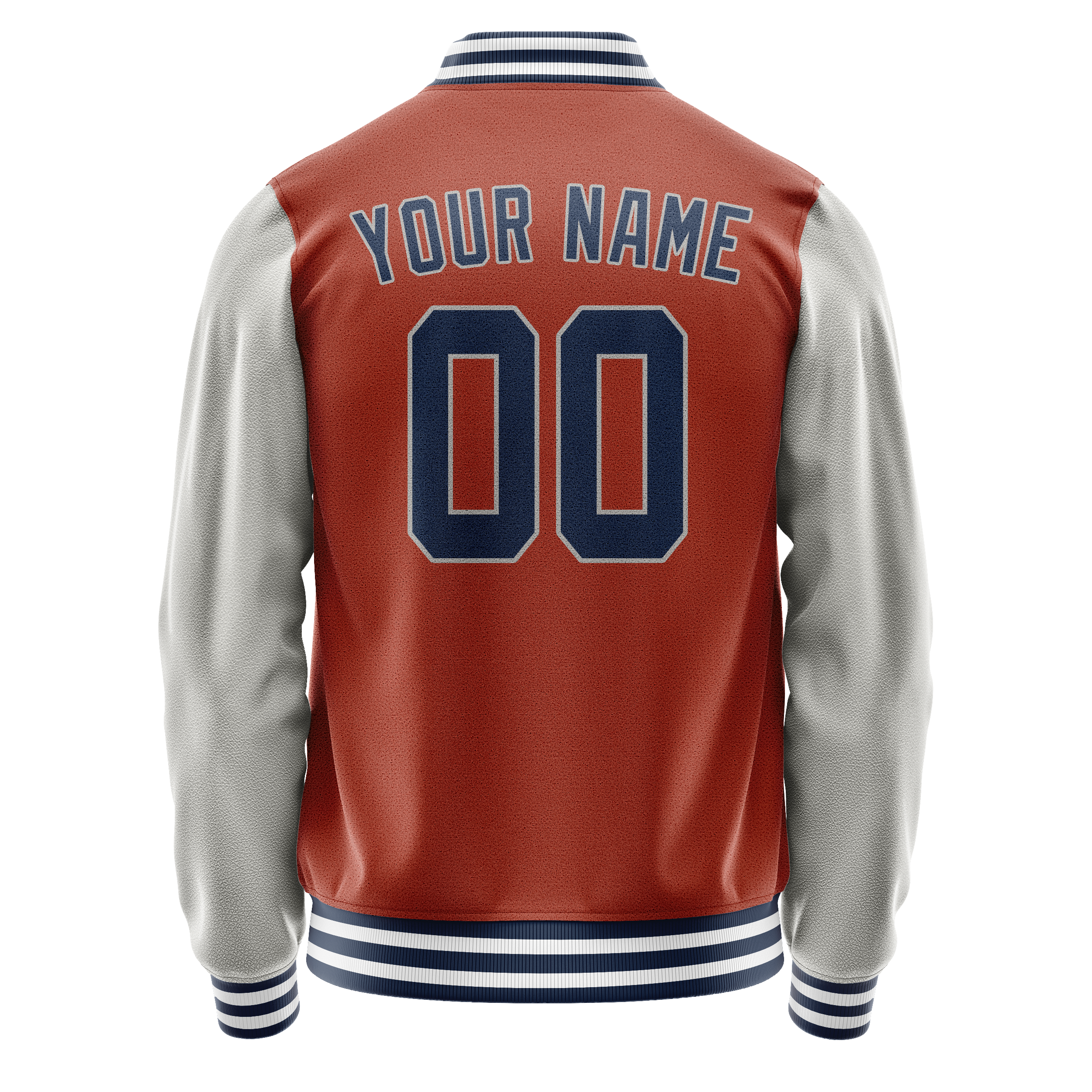 Personalized Coral & Red Gray Solid Color Varsity Letterman Jacket
