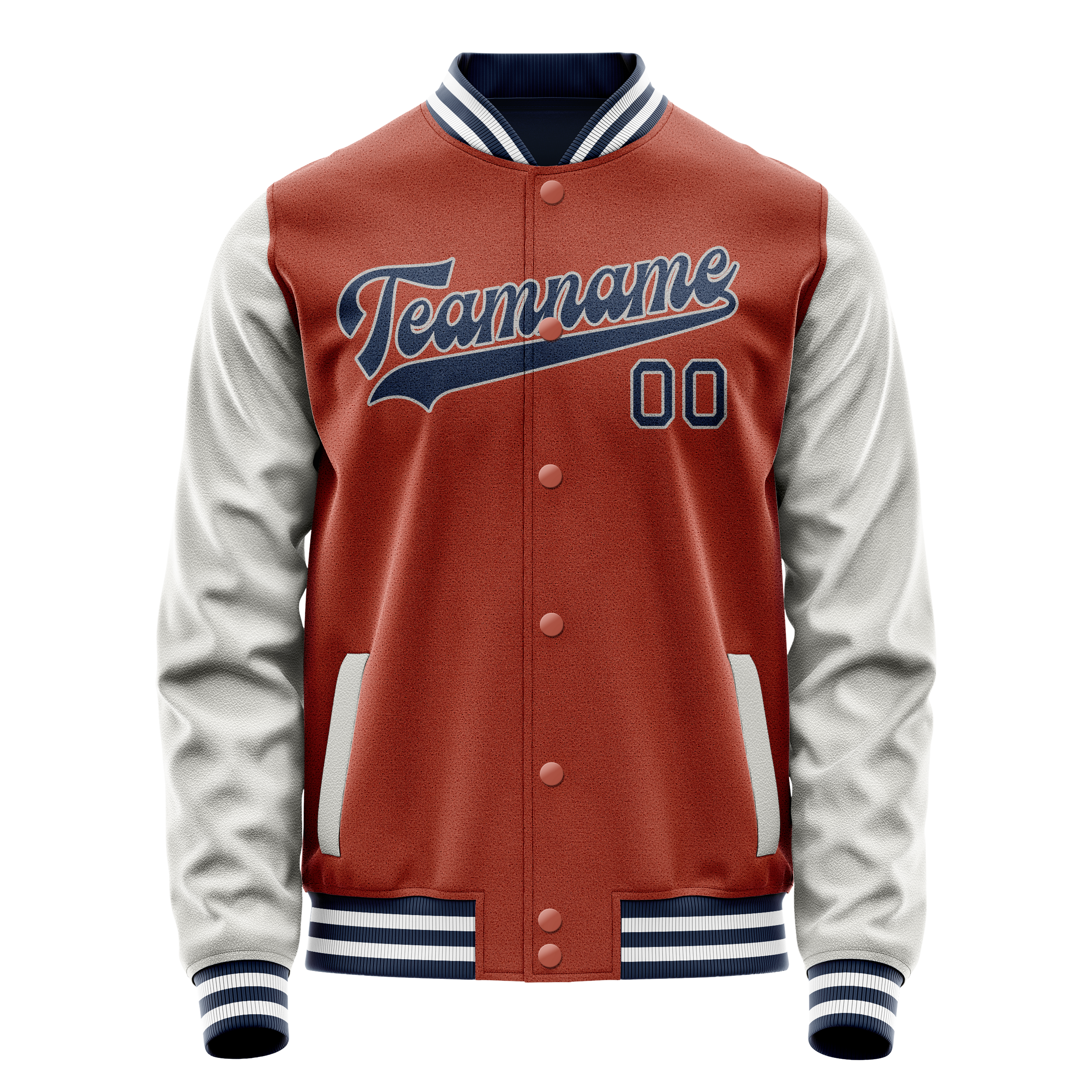 Personalized Coral & Red Gray Solid Color Varsity Letterman Jacket