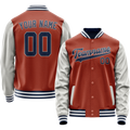 Personalized Coral & Red Gray Solid Color Varsity Letterman Jacket