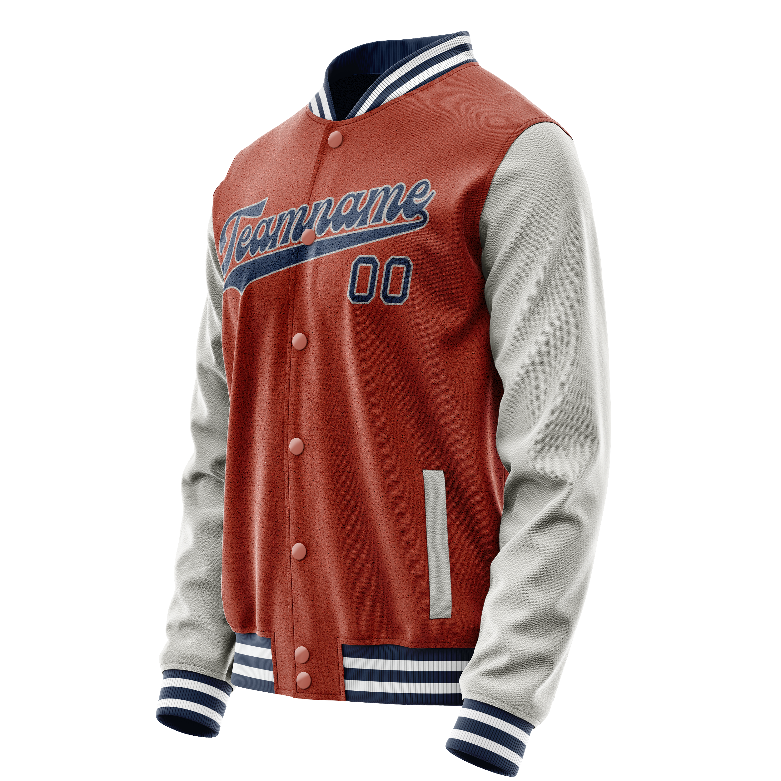 Personalized Coral & Red Gray Solid Color Varsity Letterman Jacket