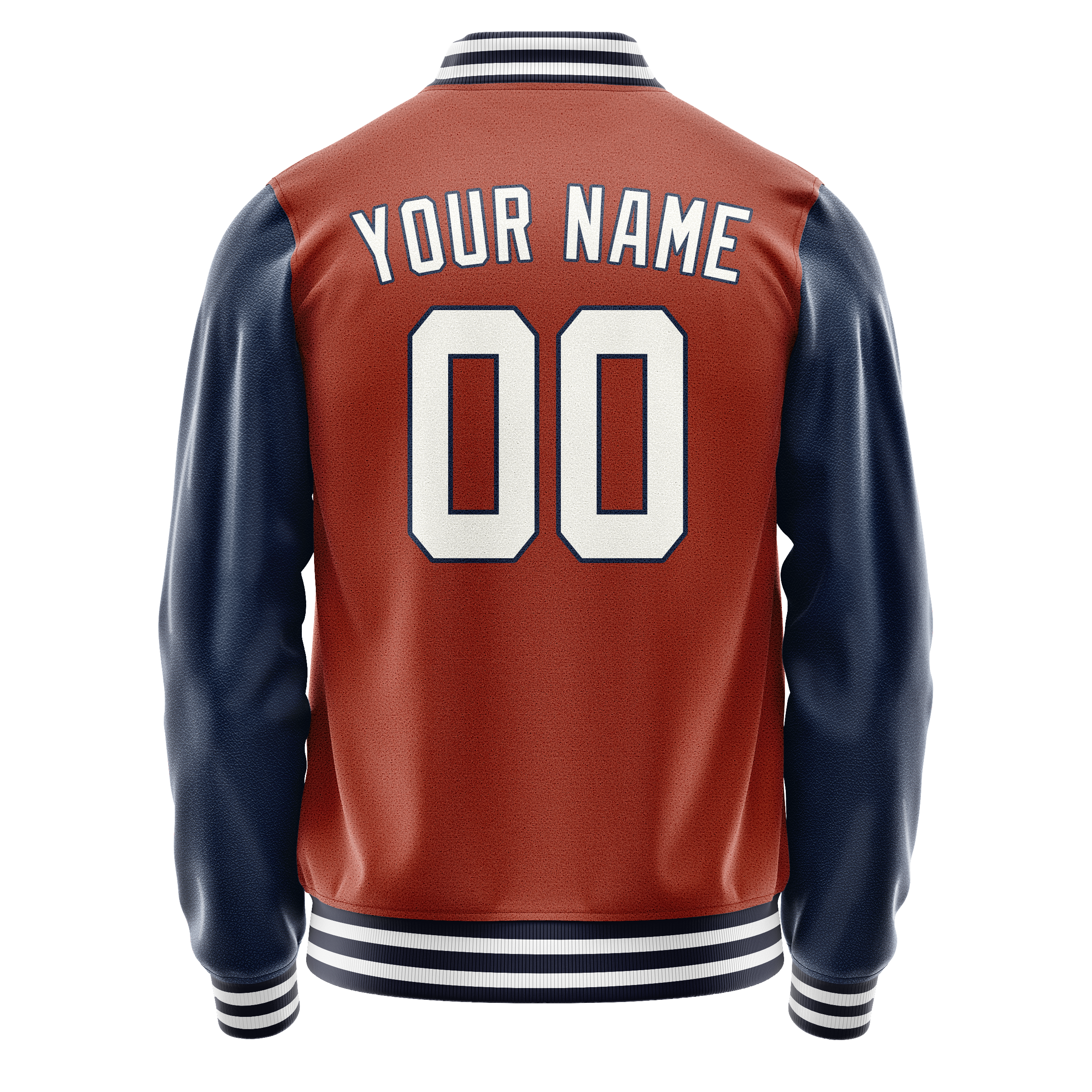 Personalized Coral & Red Blue Solid Color Varsity Letterman Jacket