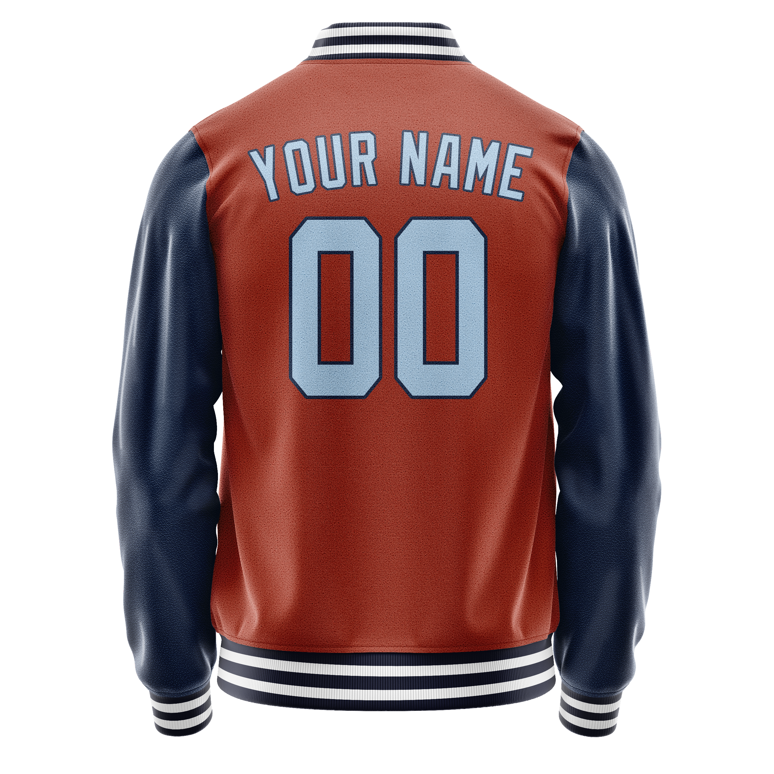 Personalized Coral & Red Navy Solid Color Varsity Letterman Jacket