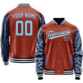 Personalized Coral & Red Navy Solid Color Varsity Letterman Jacket