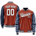 Personalized Coral & Red Navy Solid Color Varsity Letterman Jacket