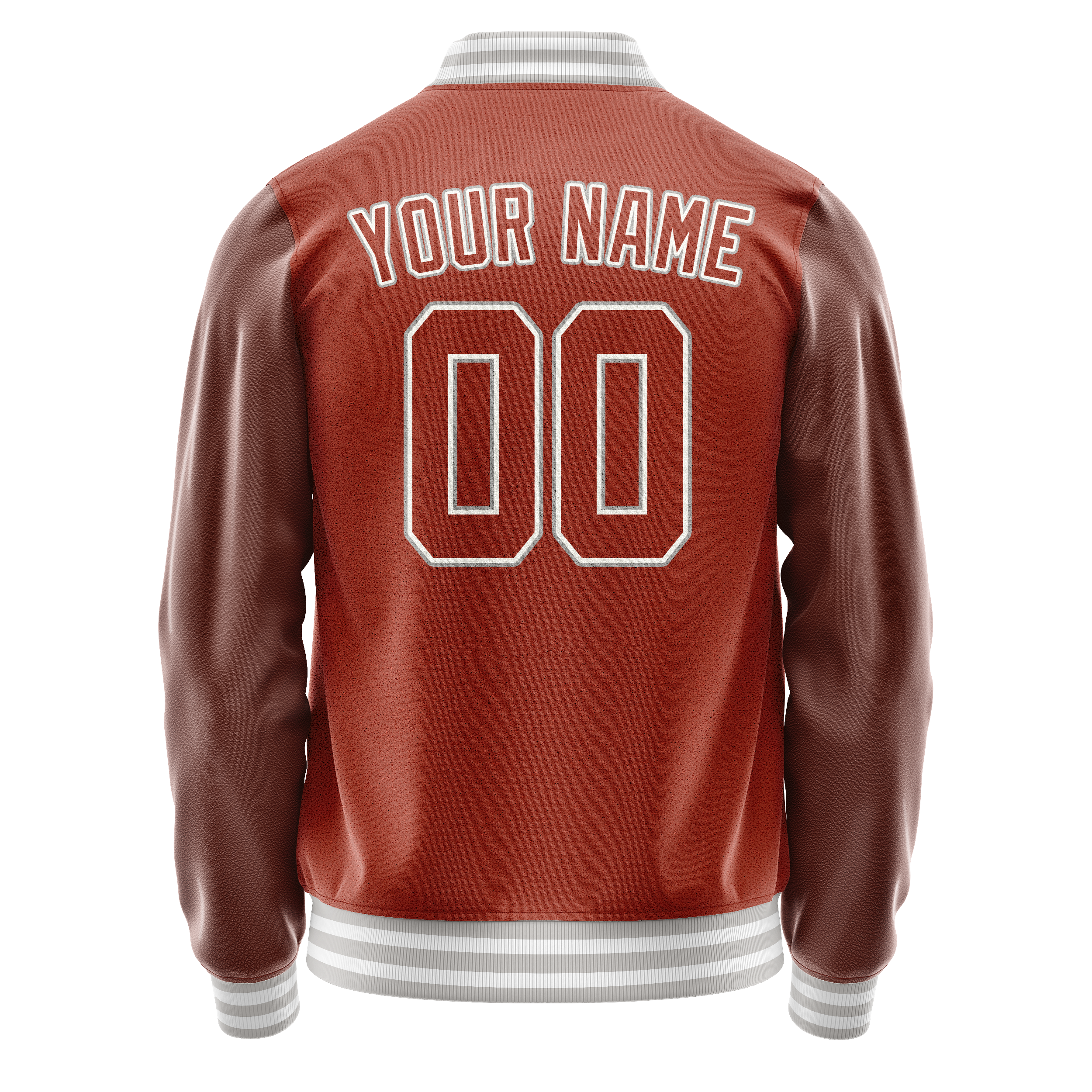 Personalized Coral & Red White Solid Color Varsity Letterman Jacket