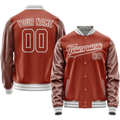 Personalized Coral & Red White Solid Color Varsity Letterman Jacket