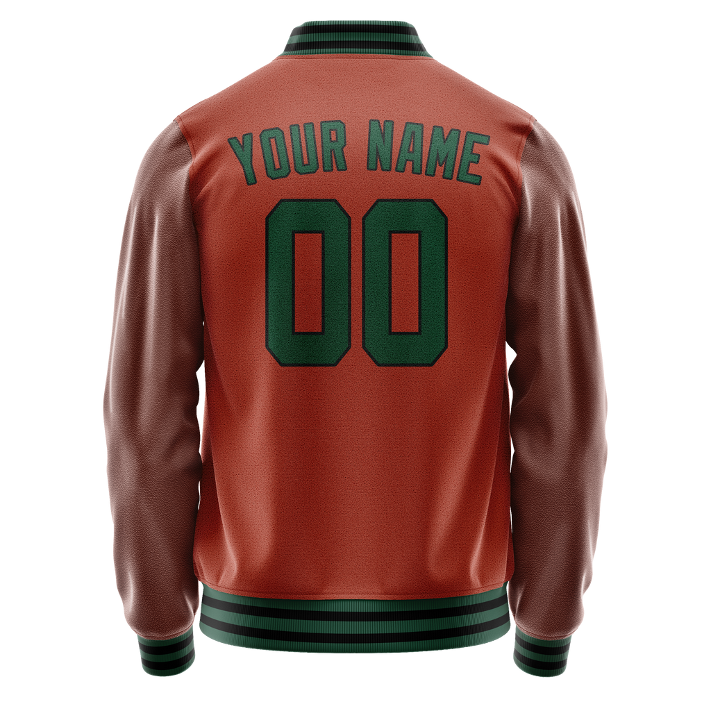Personalized Coral & Red Teal Solid Color Varsity Letterman Jacket