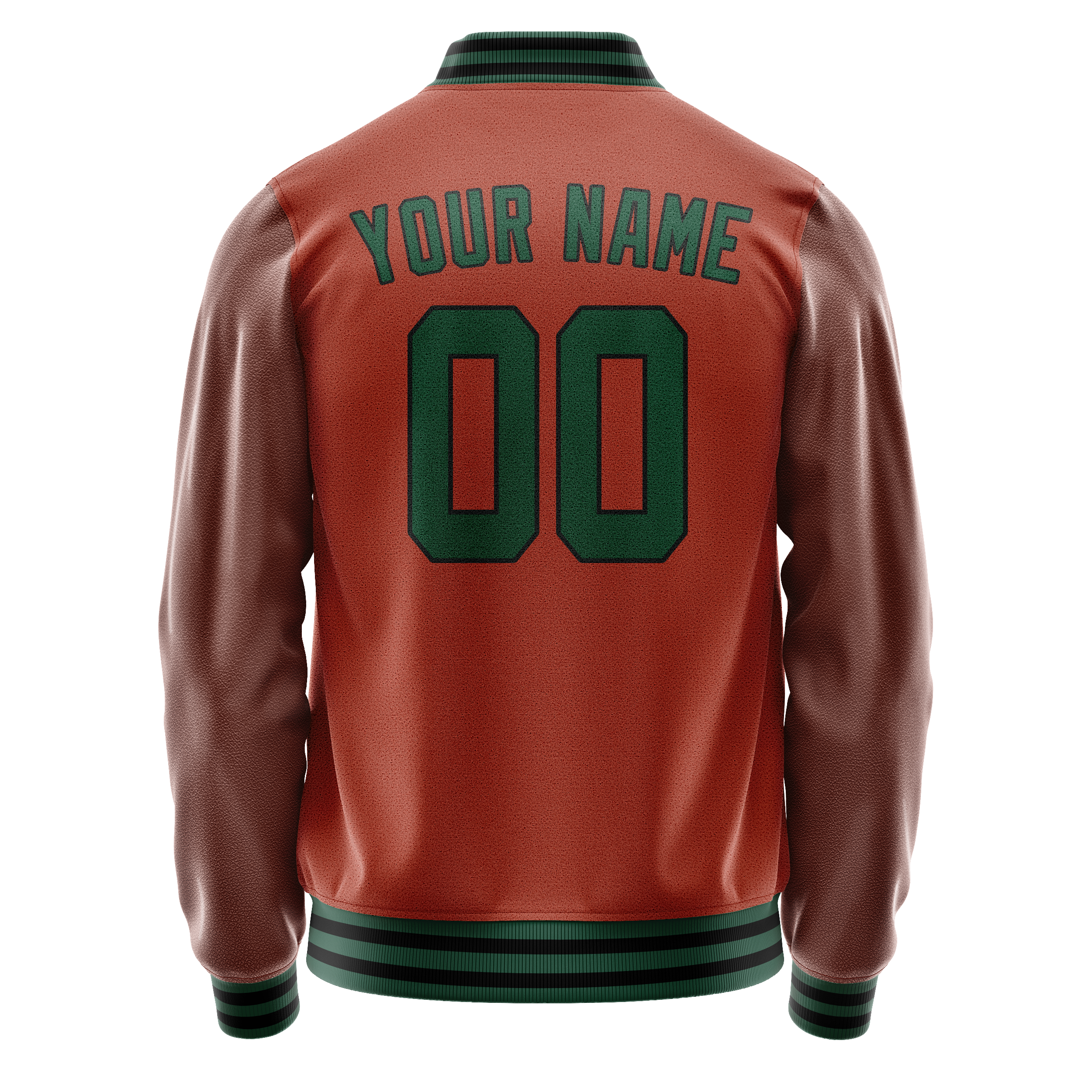 Personalized Coral & Red Teal Solid Color Varsity Letterman Jacket