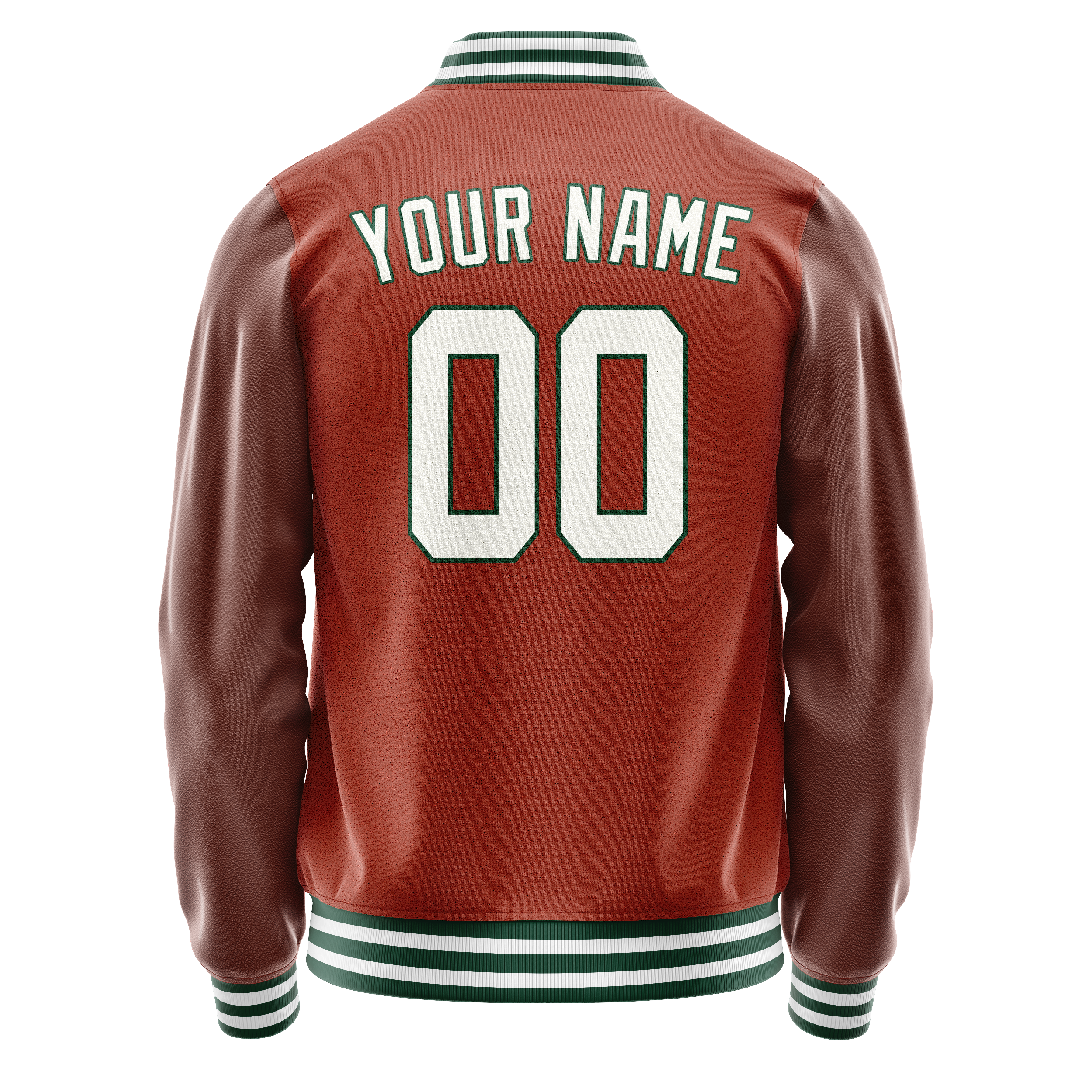 Personalized Coral & Red White Solid Color Varsity Letterman Jacket