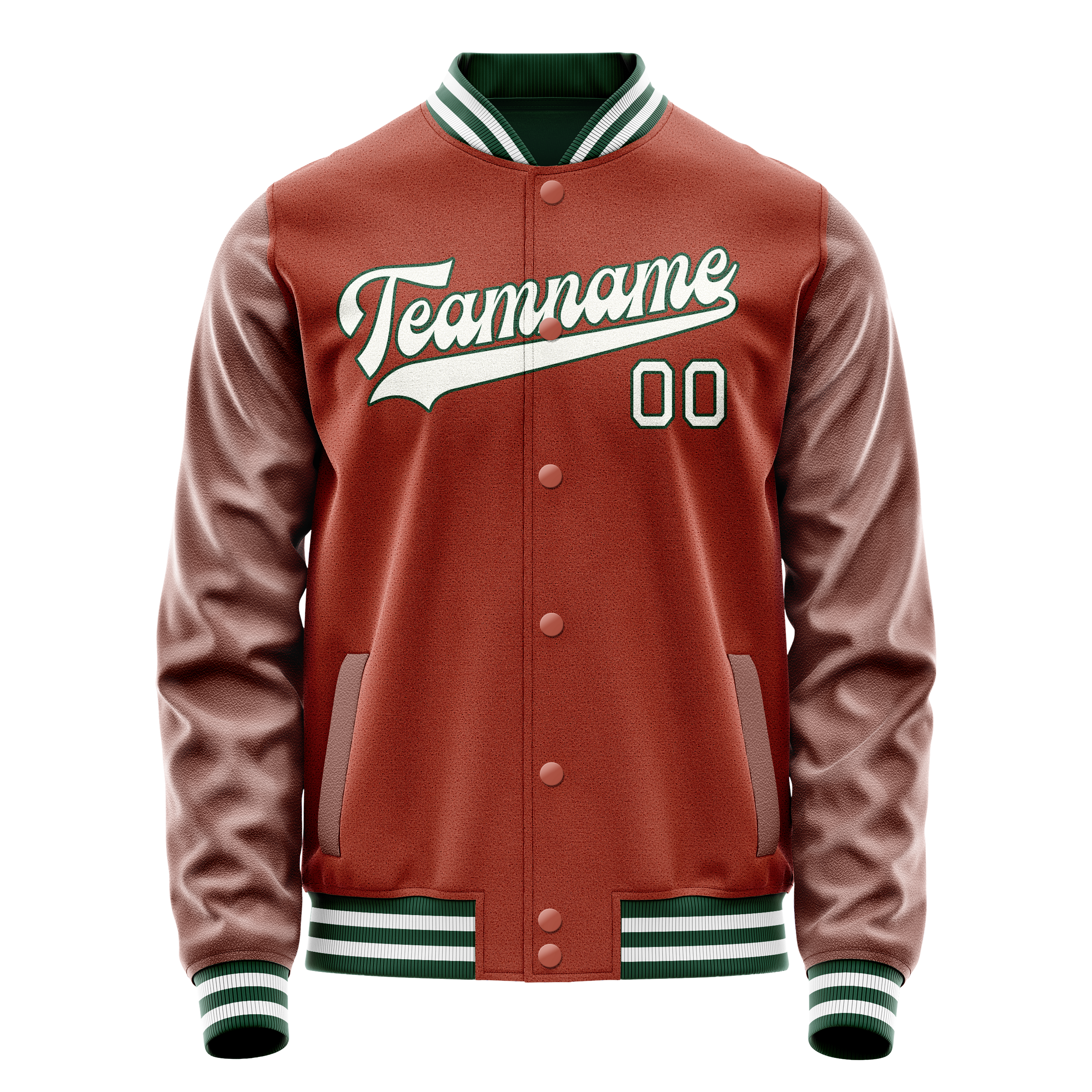 Personalized Coral & Red White Solid Color Varsity Letterman Jacket