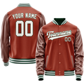 Personalized Coral & Red White Solid Color Varsity Letterman Jacket