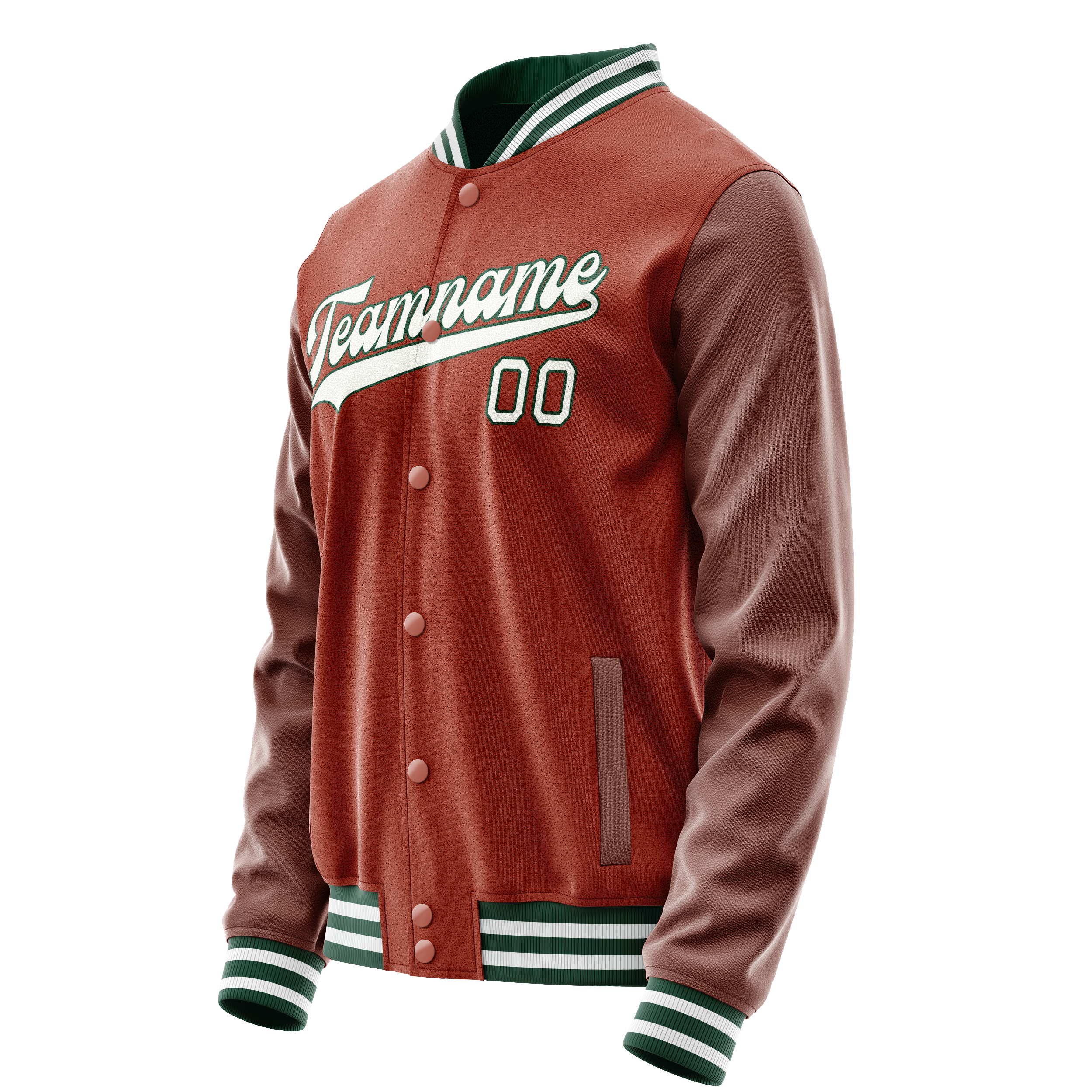 Personalized Coral & Red White Solid Color Varsity Letterman Jacket