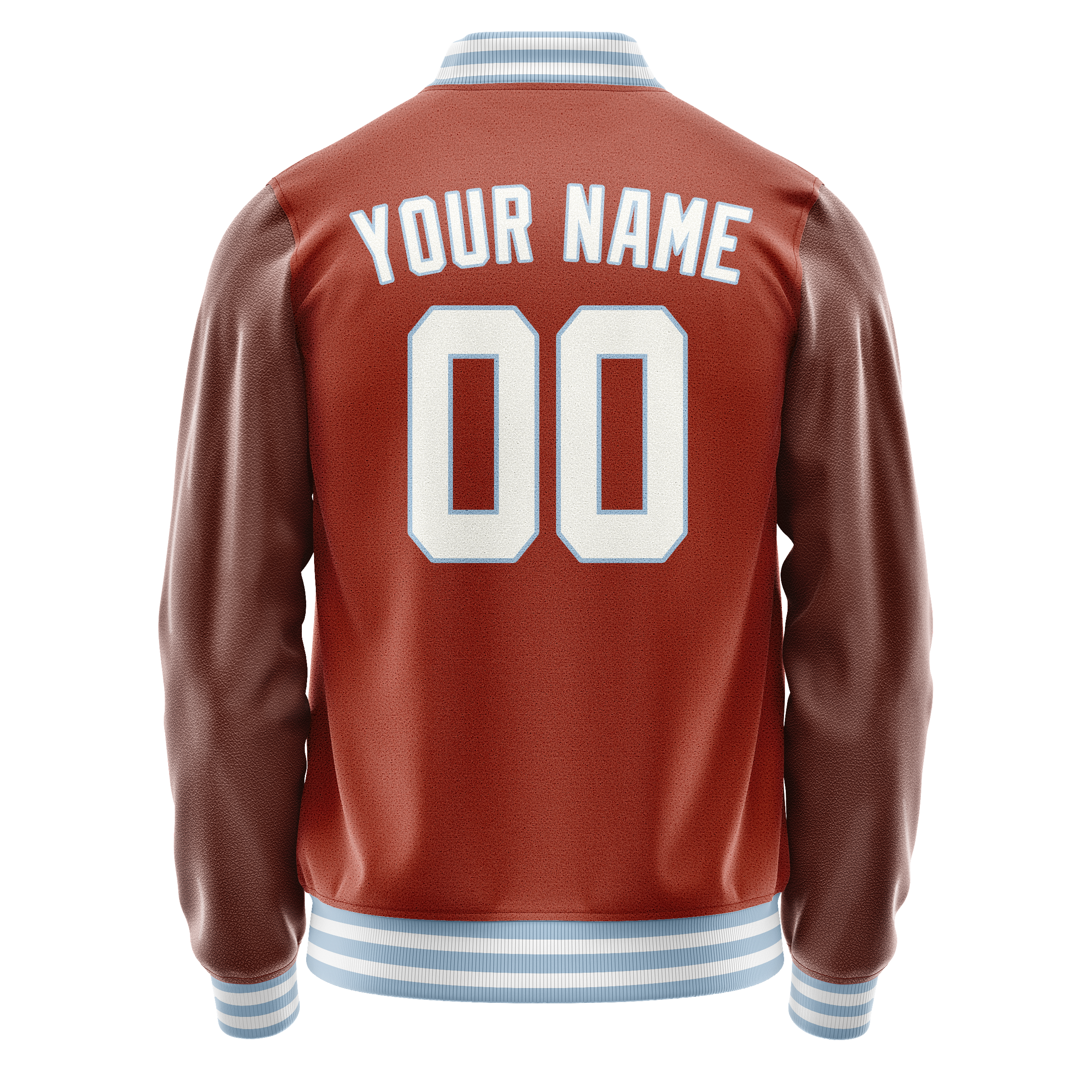 Personalized Coral & Red White Solid Color Varsity Letterman Jacket
