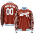 Personalized Coral & Red White Solid Color Varsity Letterman Jacket