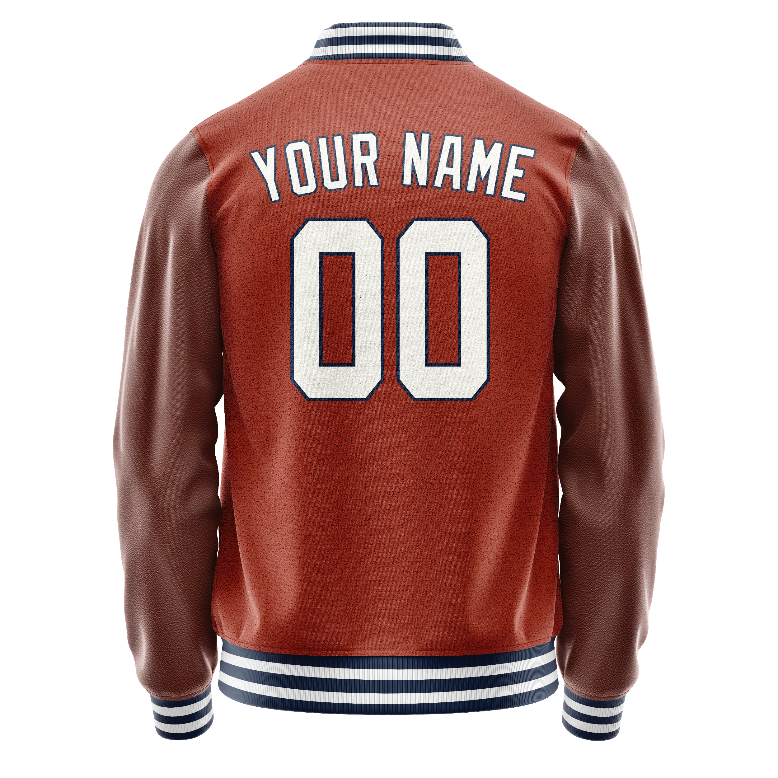 Personalized Coral & Red White Solid Color Varsity Letterman Jacket