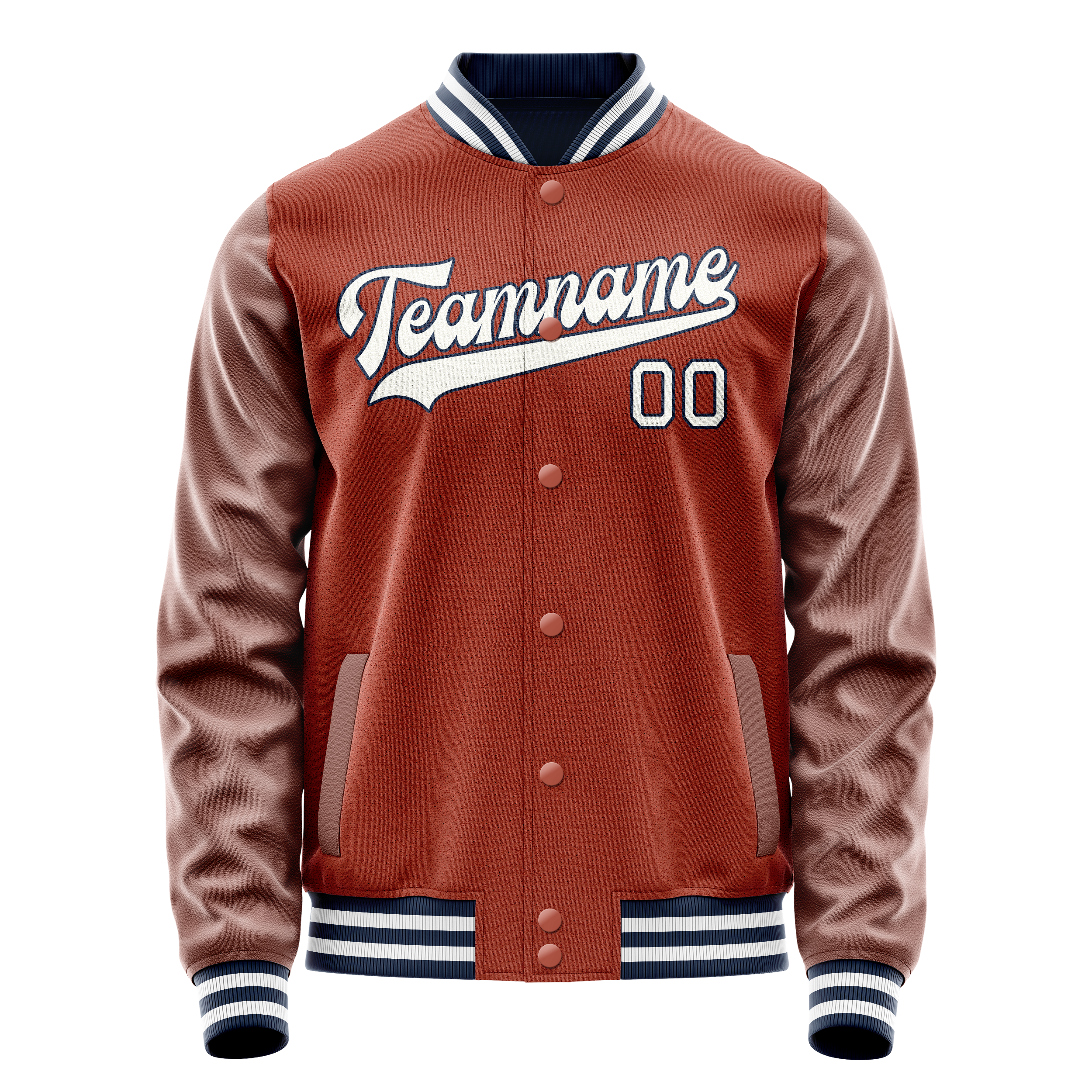 Personalized Coral & Red White Solid Color Varsity Letterman Jacket