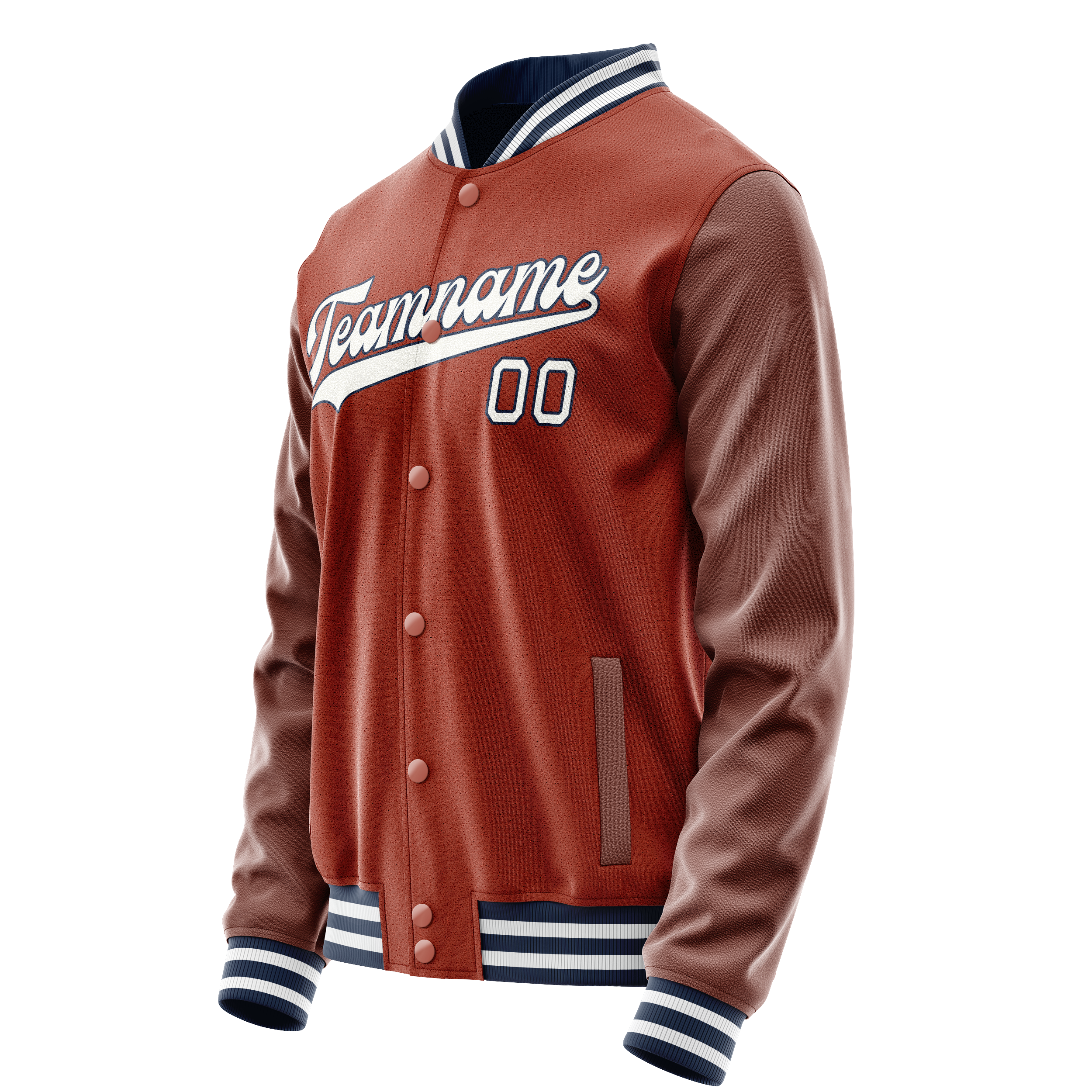 Personalized Coral & Red White Solid Color Varsity Letterman Jacket