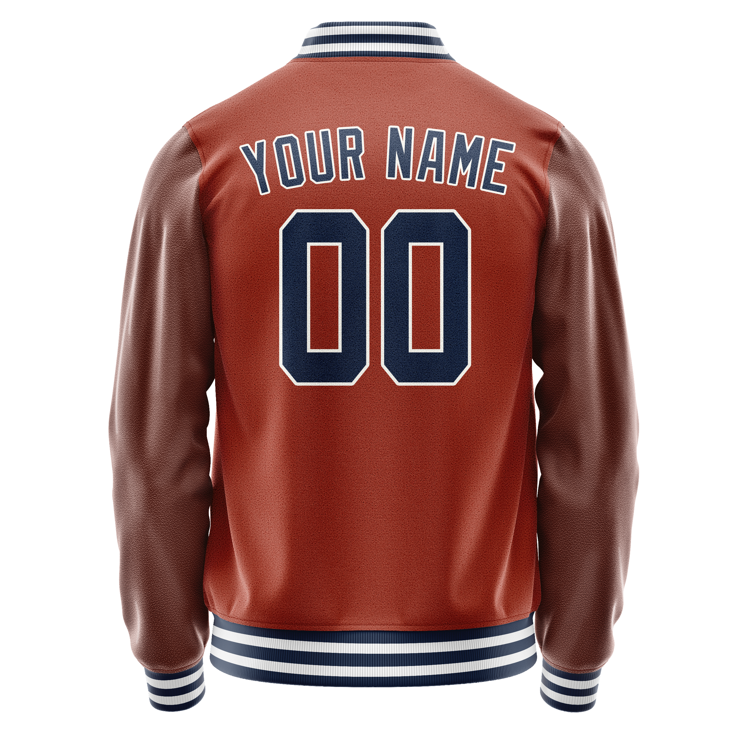 Personalized Coral & Red Navy Solid Color Varsity Letterman Jacket