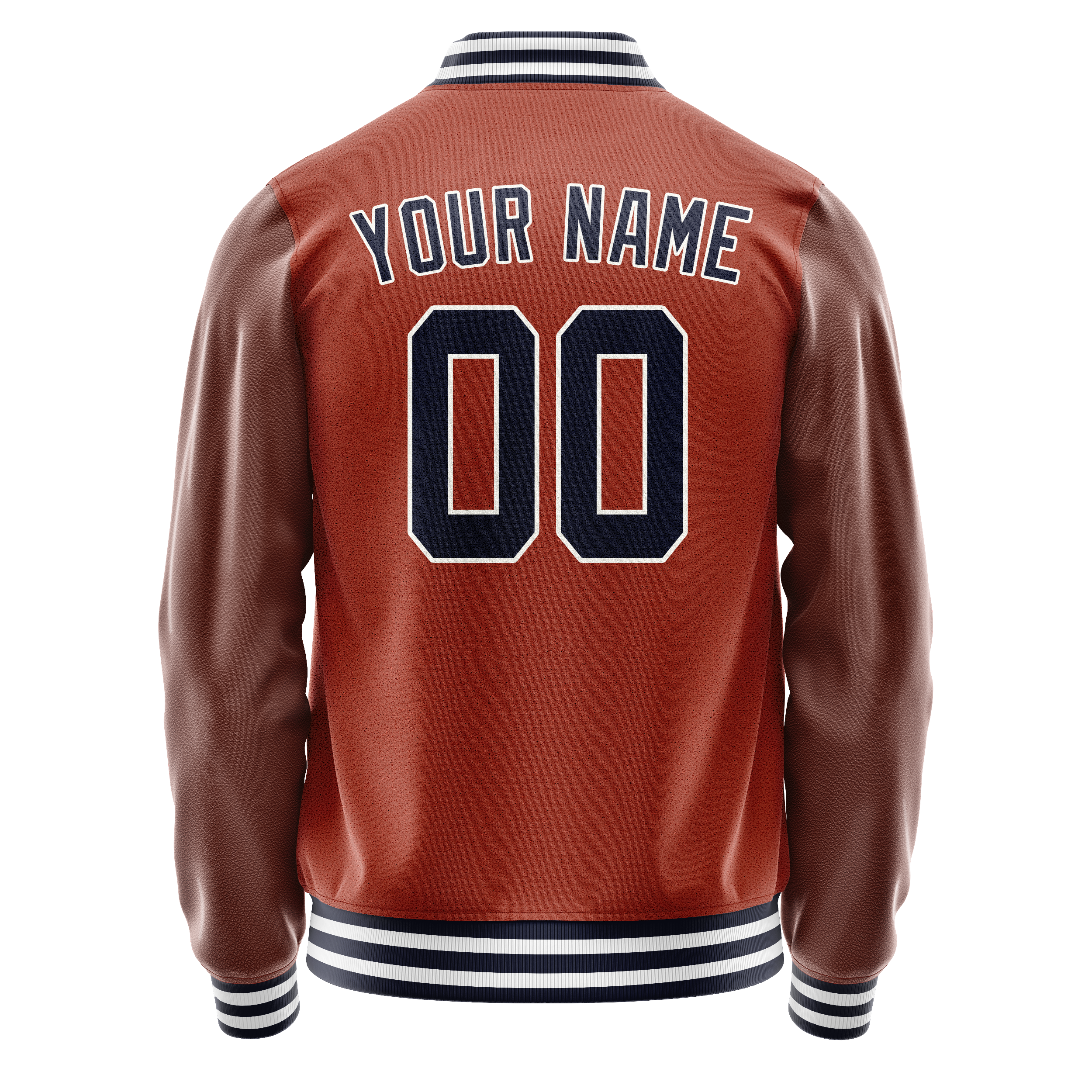 Personalized Coral & Red Navy Solid Color Varsity Letterman Jacket