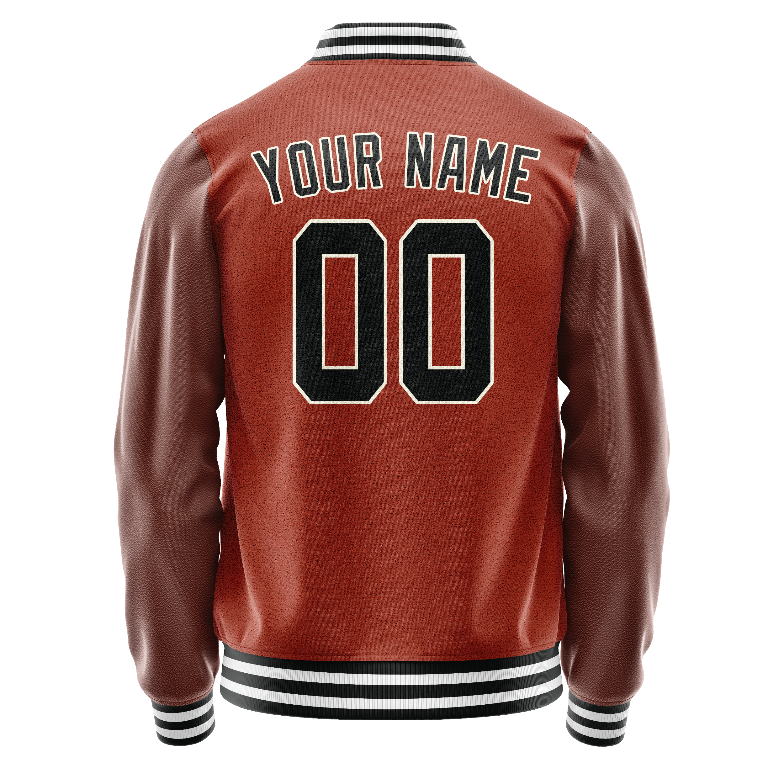 Personalized Coral & Red Black Solid Color Varsity Letterman Jacket