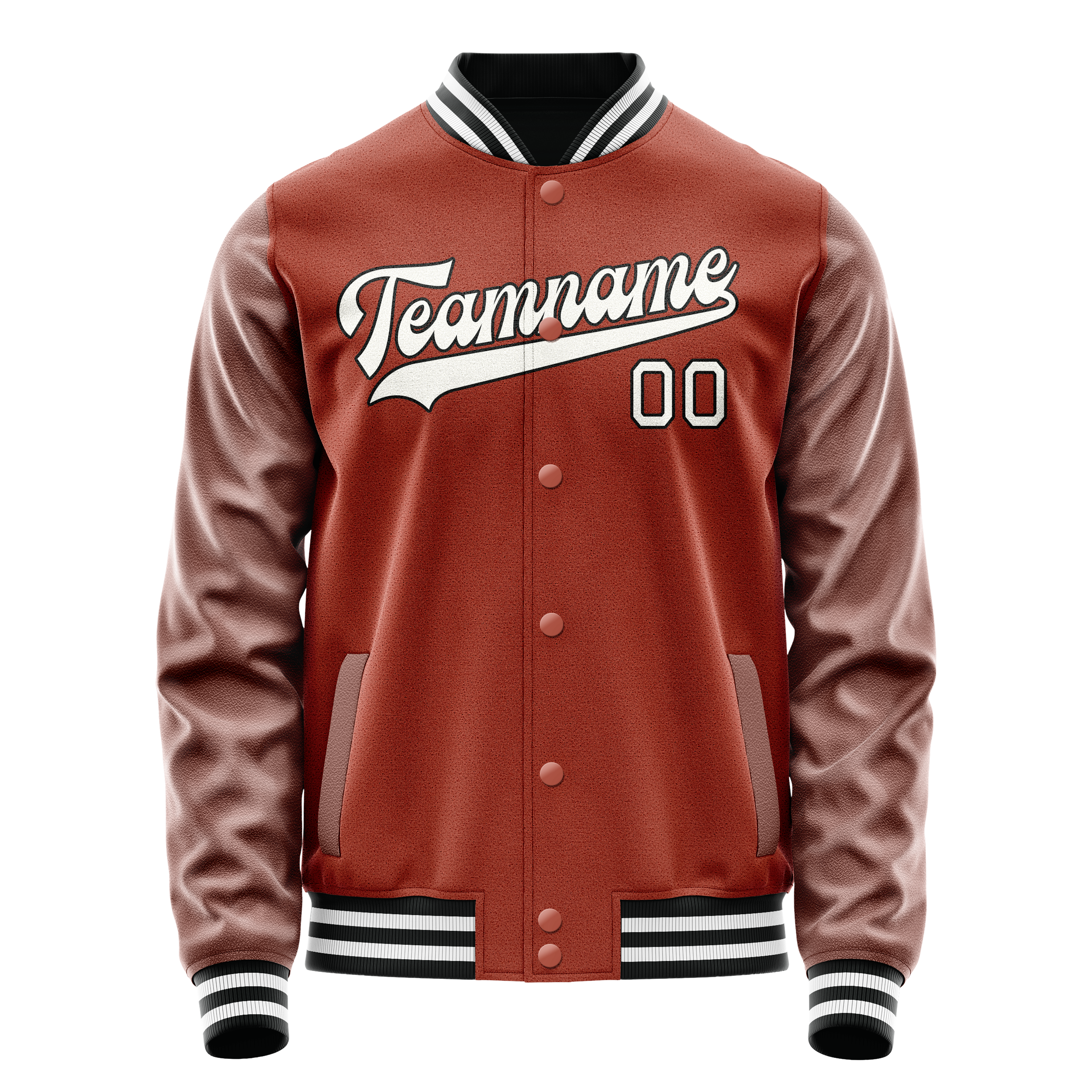 Personalized Coral & Red White Solid Color Varsity Letterman Jacket