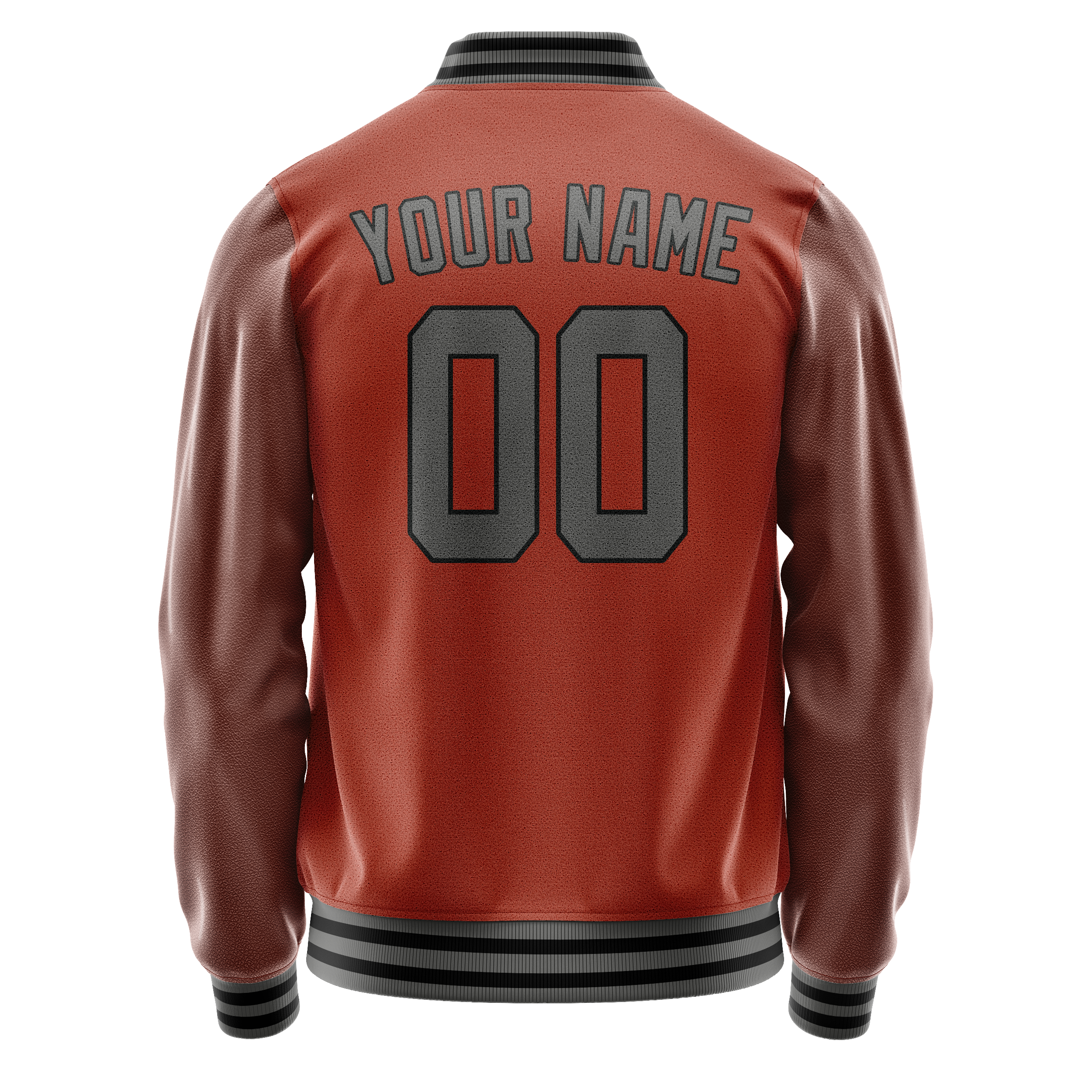Personalized Coral & Red Gray Solid Color Varsity Letterman Jacket