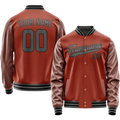 Personalized Coral & Red Gray Solid Color Varsity Letterman Jacket