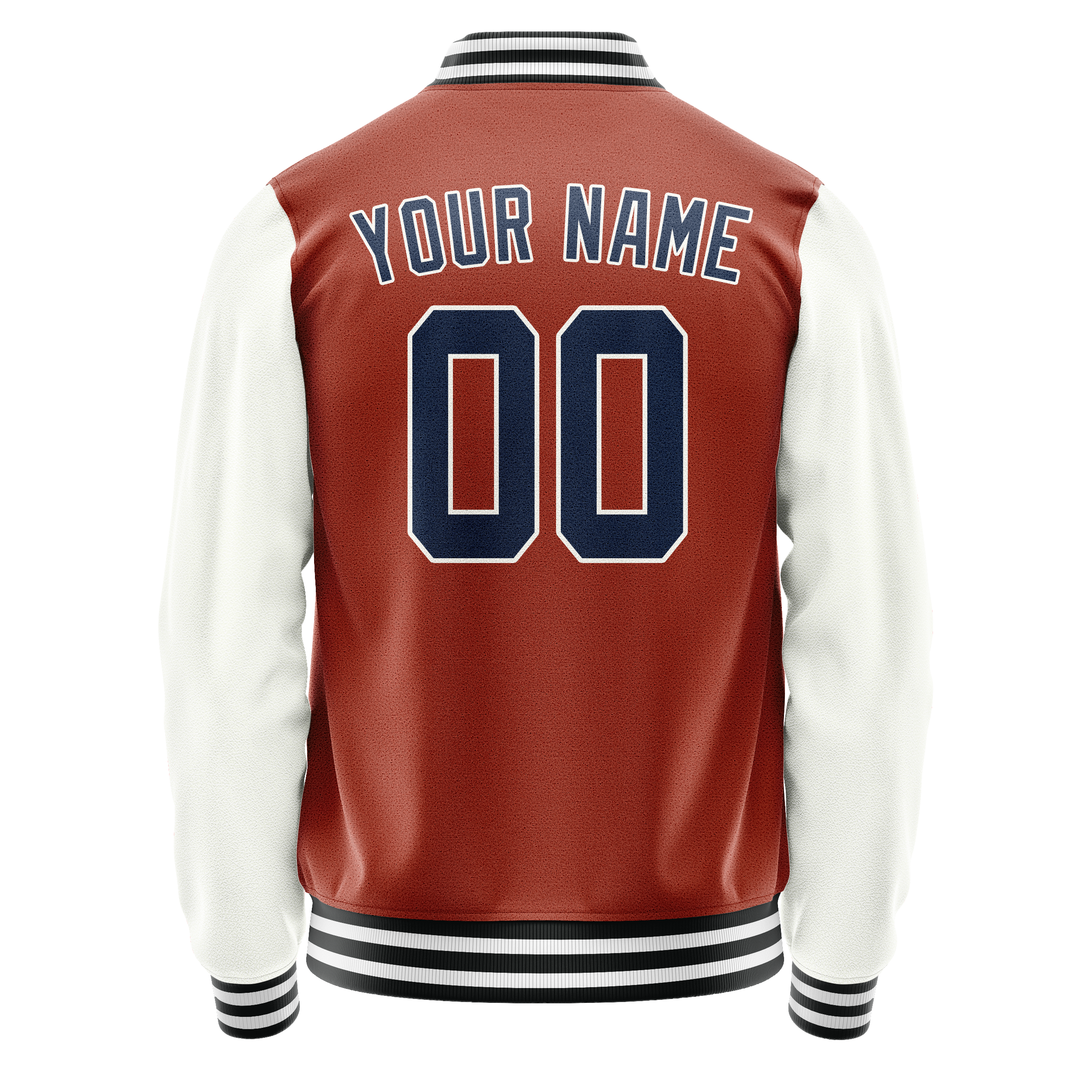 Personalized Coral & Red White Solid Color Varsity Letterman Jacket