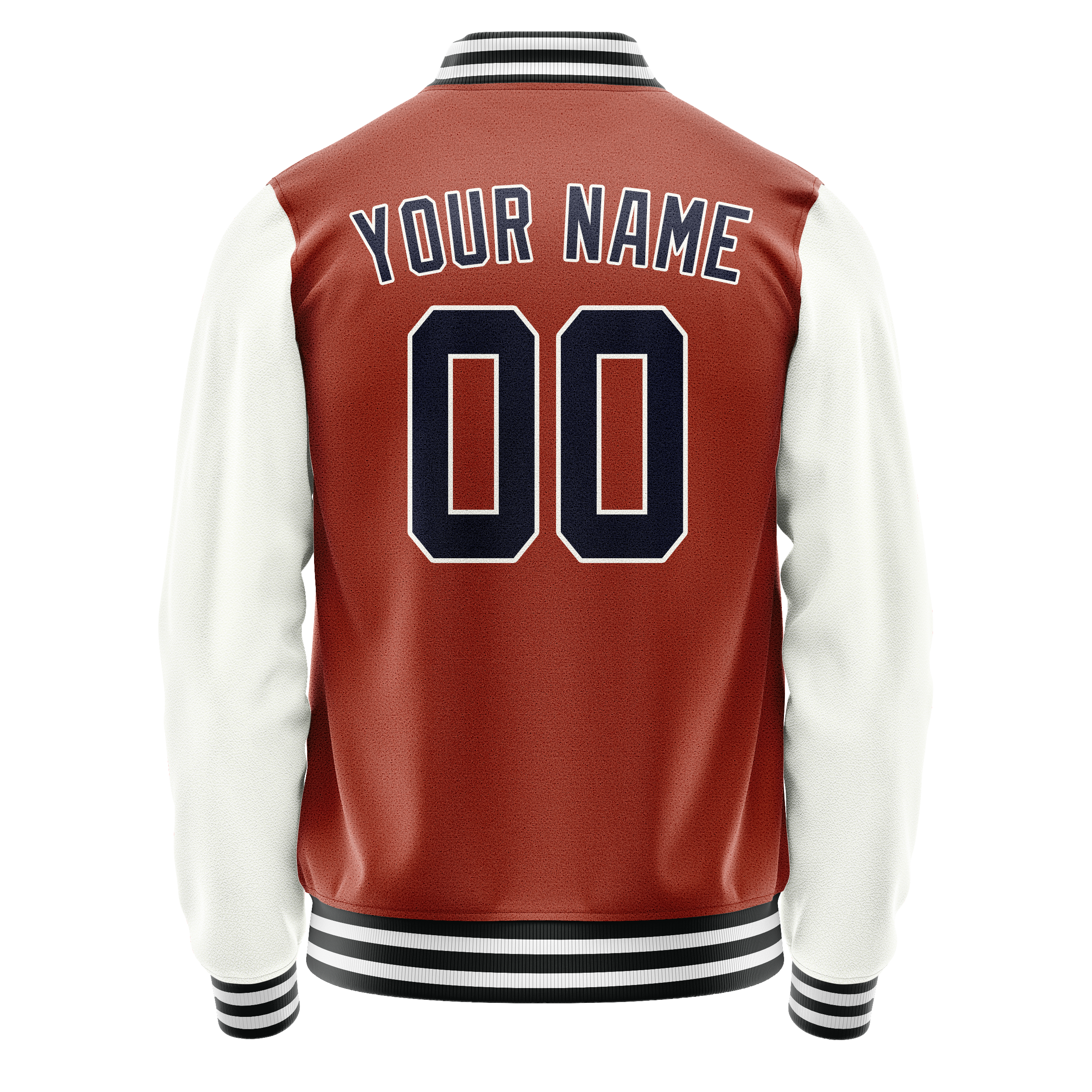 Personalized Coral & Red White Solid Color Varsity Letterman Jacket