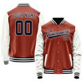 Personalized Coral & Red White Solid Color Varsity Letterman Jacket