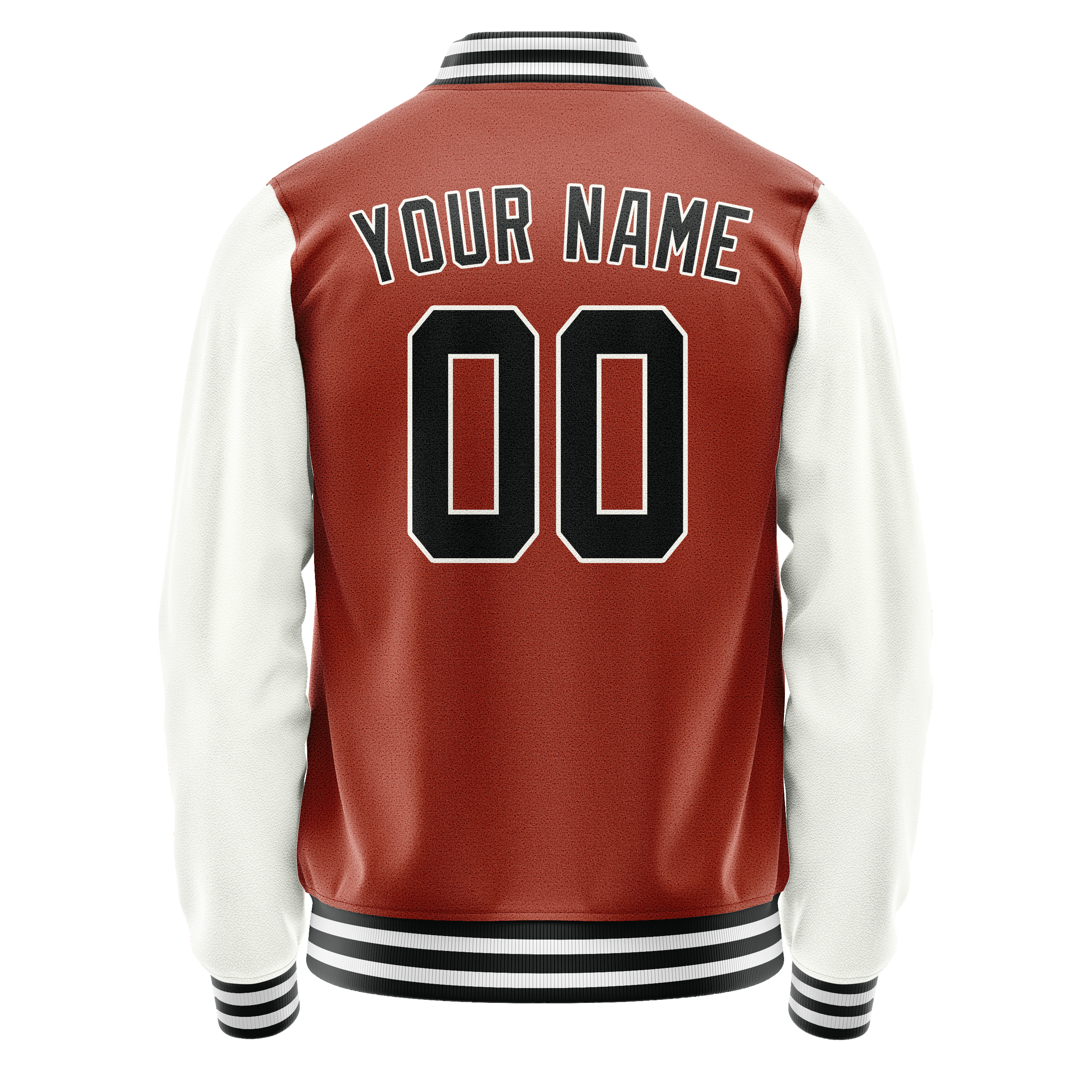 Personalized Coral & Red White Solid Color Varsity Letterman Jacket