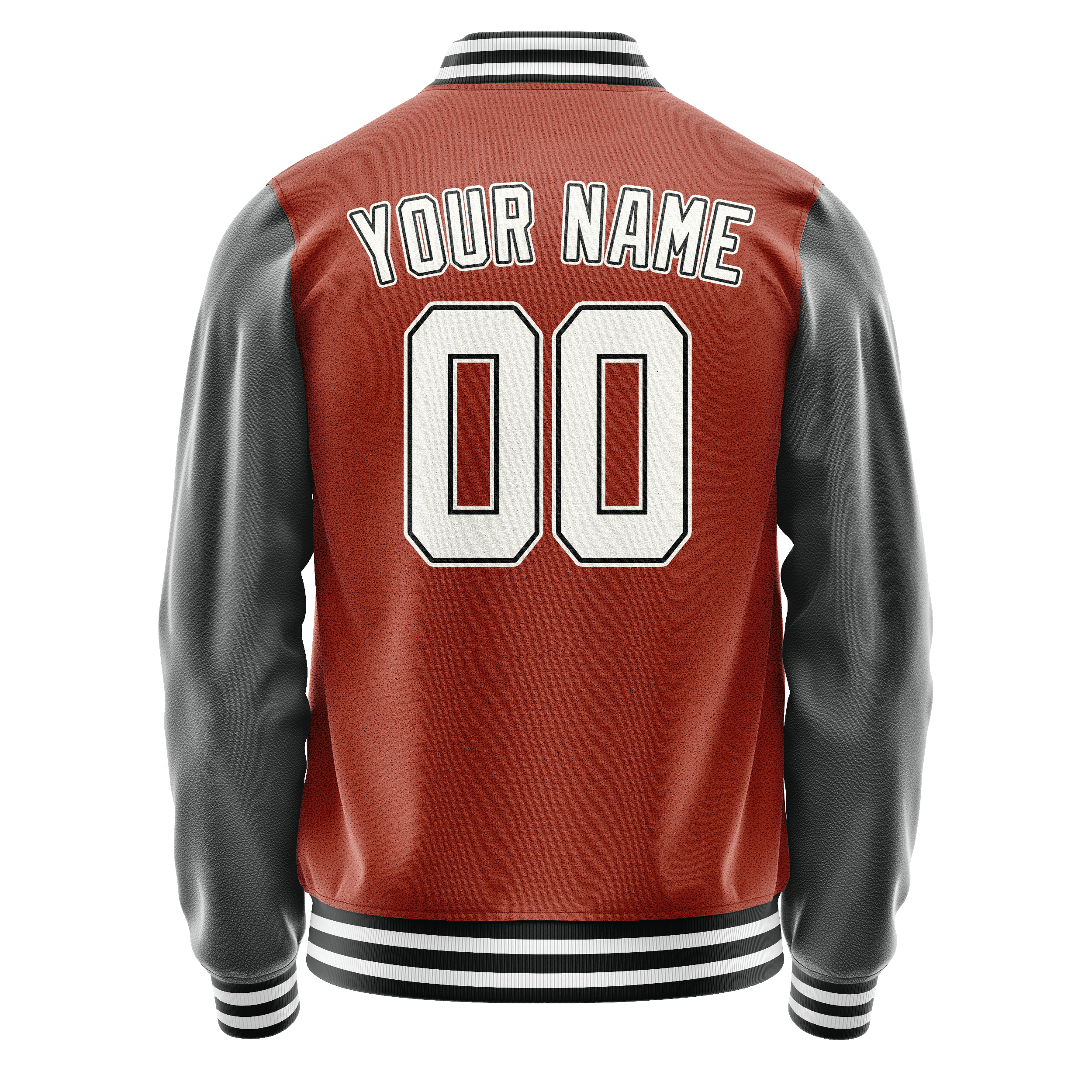 Personalized Coral & Red Gray Solid Color Varsity Letterman Jacket
