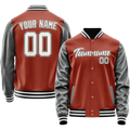 Personalized Coral & Red Gray Solid Color Varsity Letterman Jacket