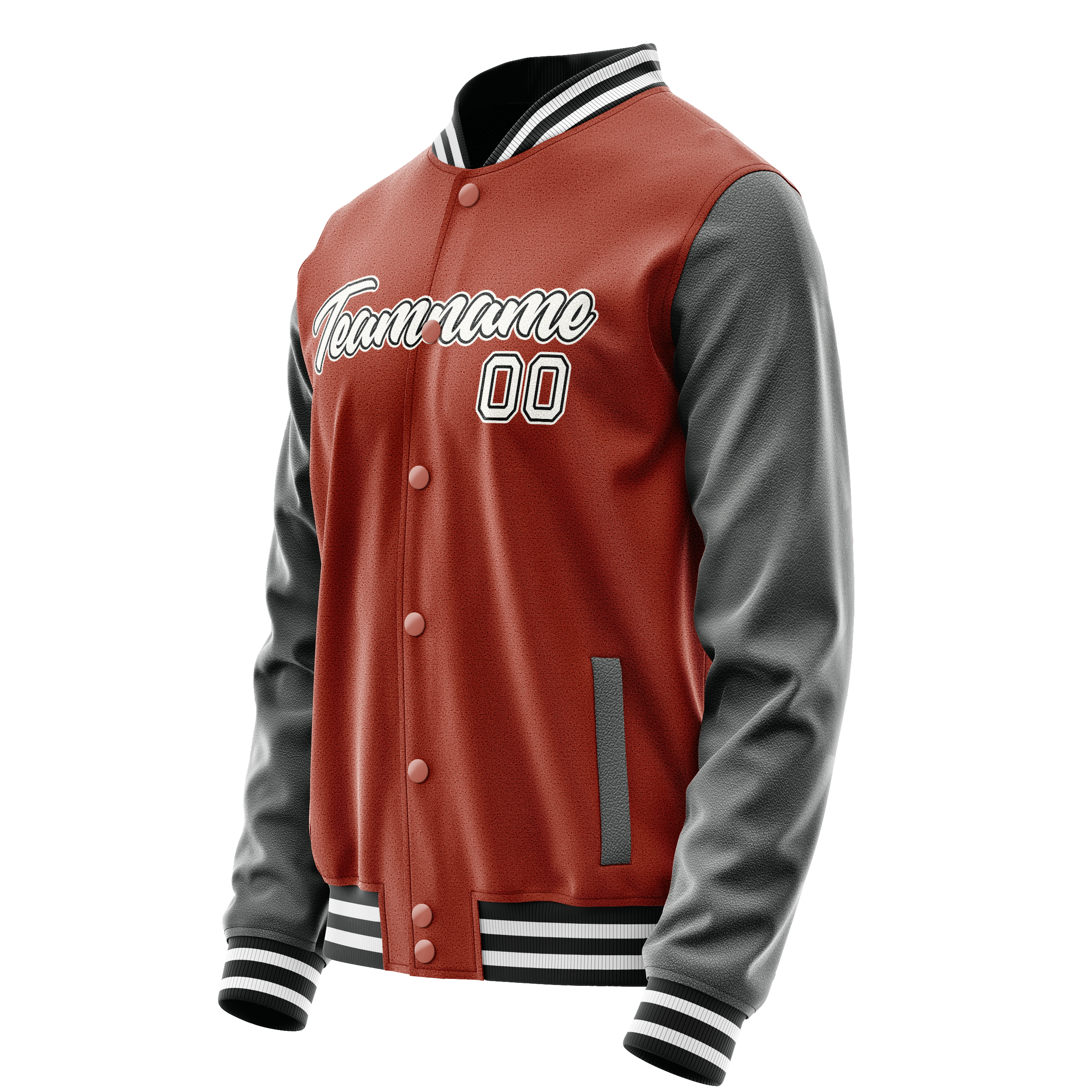 Personalized Coral & Red Gray Solid Color Varsity Letterman Jacket