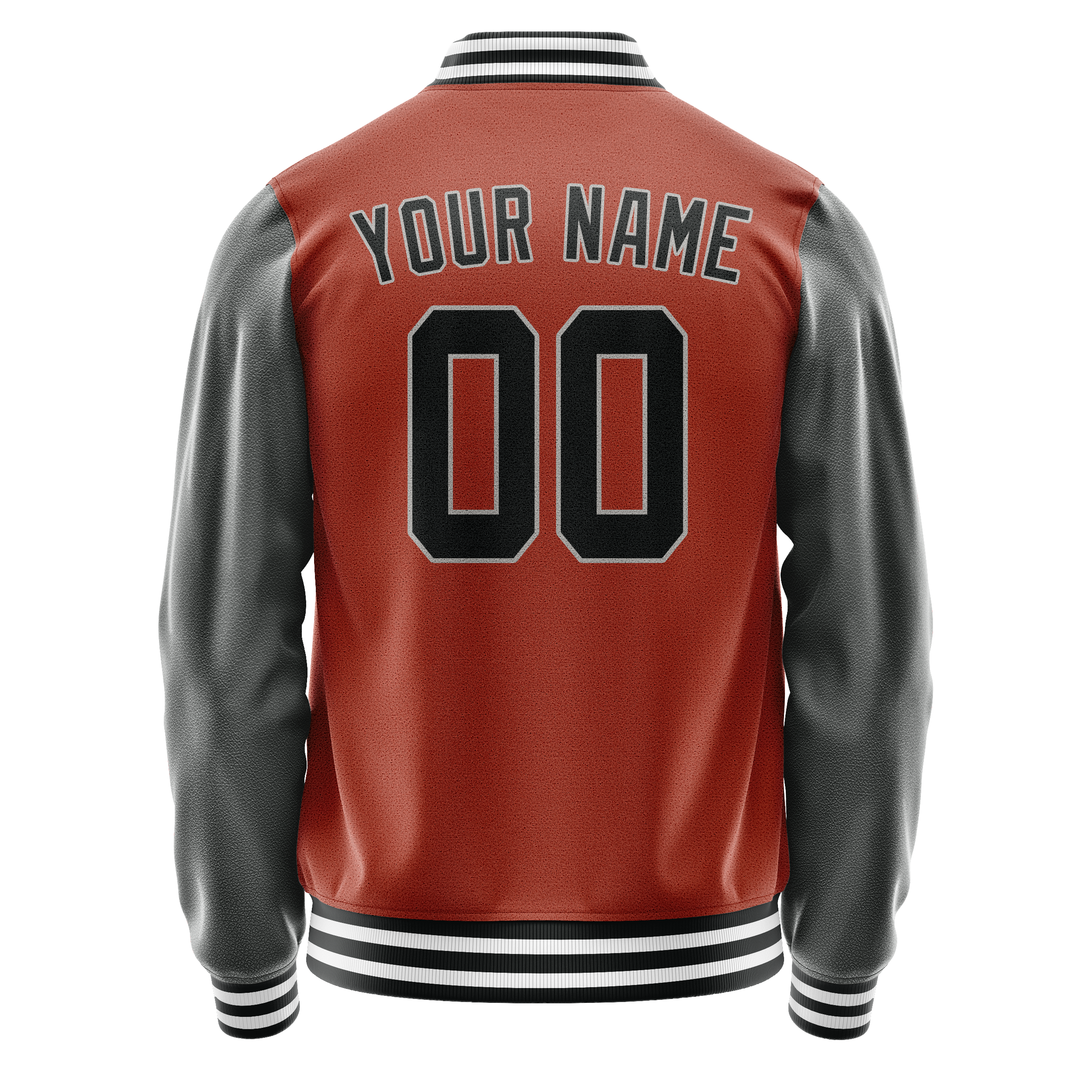 Personalized Coral & Red Gray Solid Color Varsity Letterman Jacket