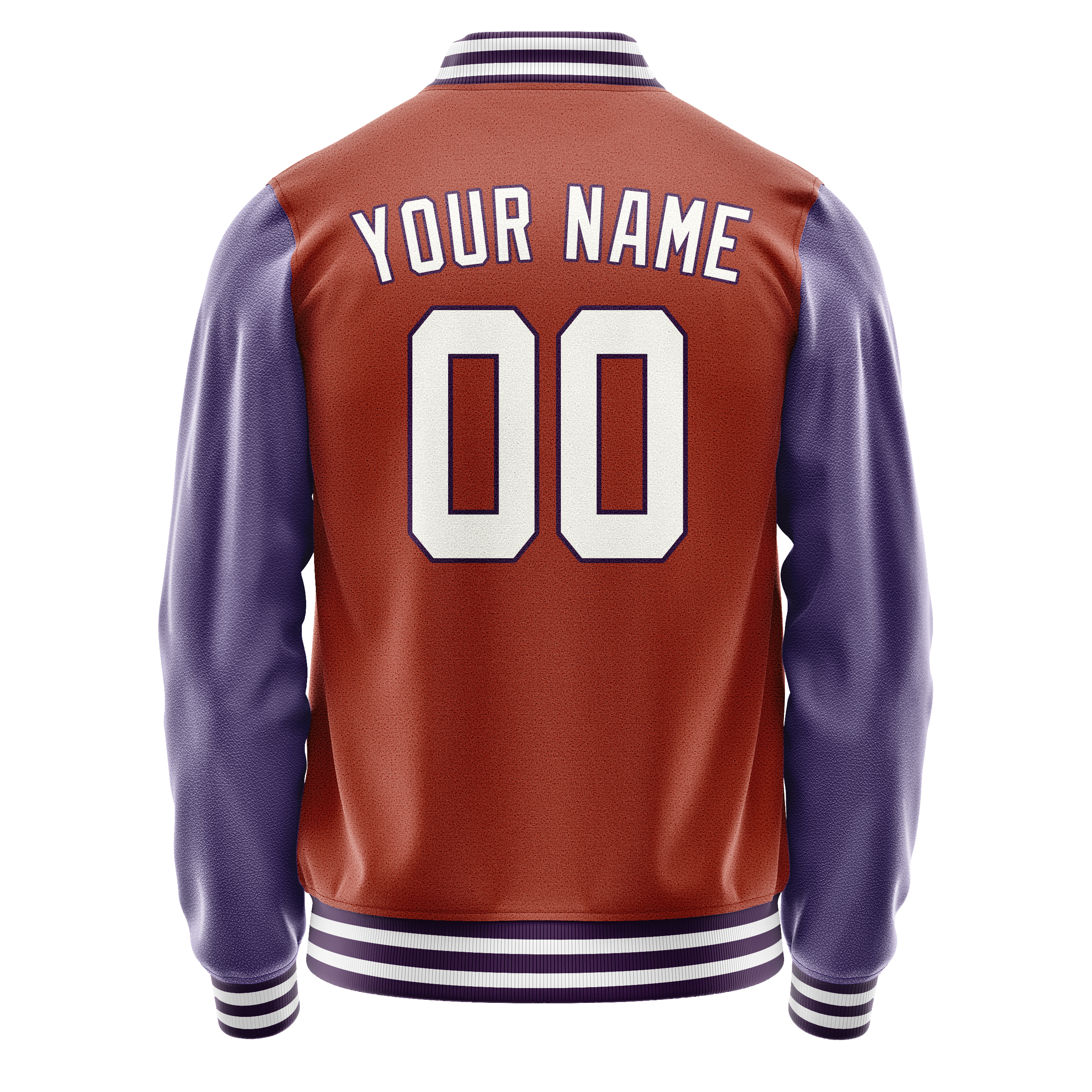 Personalized Coral & Red Purple Solid Color Varsity Letterman Jacket