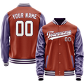 Personalized Coral & Red Purple Solid Color Varsity Letterman Jacket