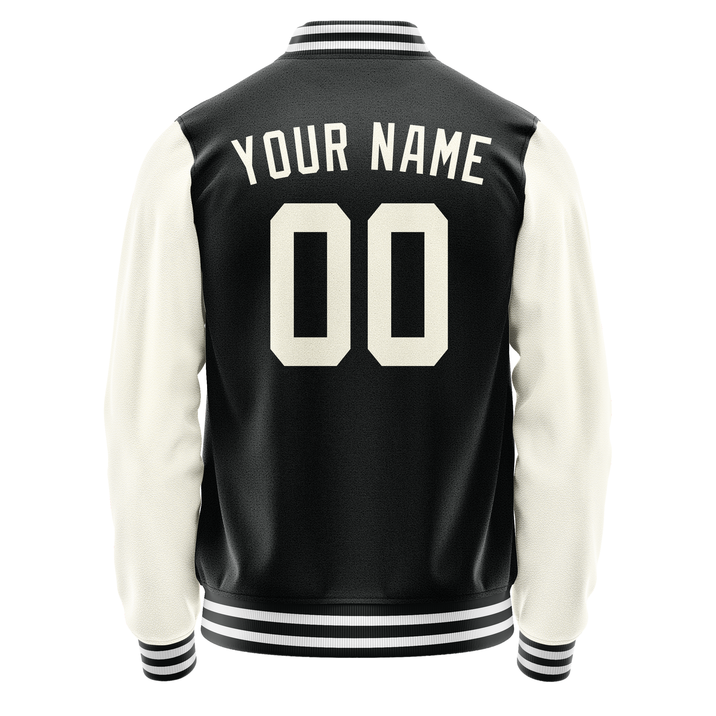 Personalized Black & Cream Solid Color Varsity Letterman Jacket