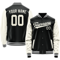 Personalized Black & Cream Solid Color Varsity Letterman Jacket