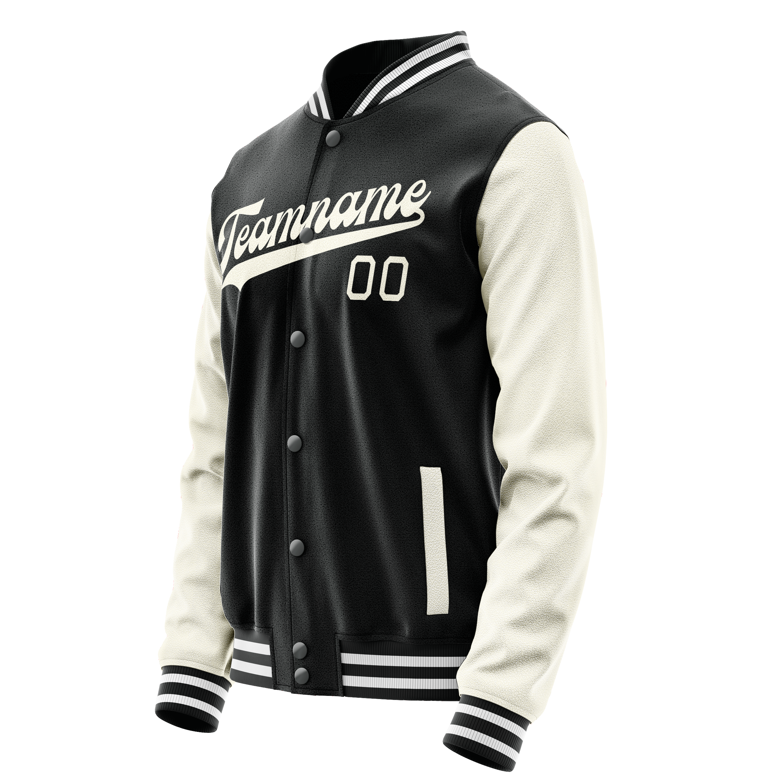 Personalized Black & Cream Solid Color Varsity Letterman Jacket
