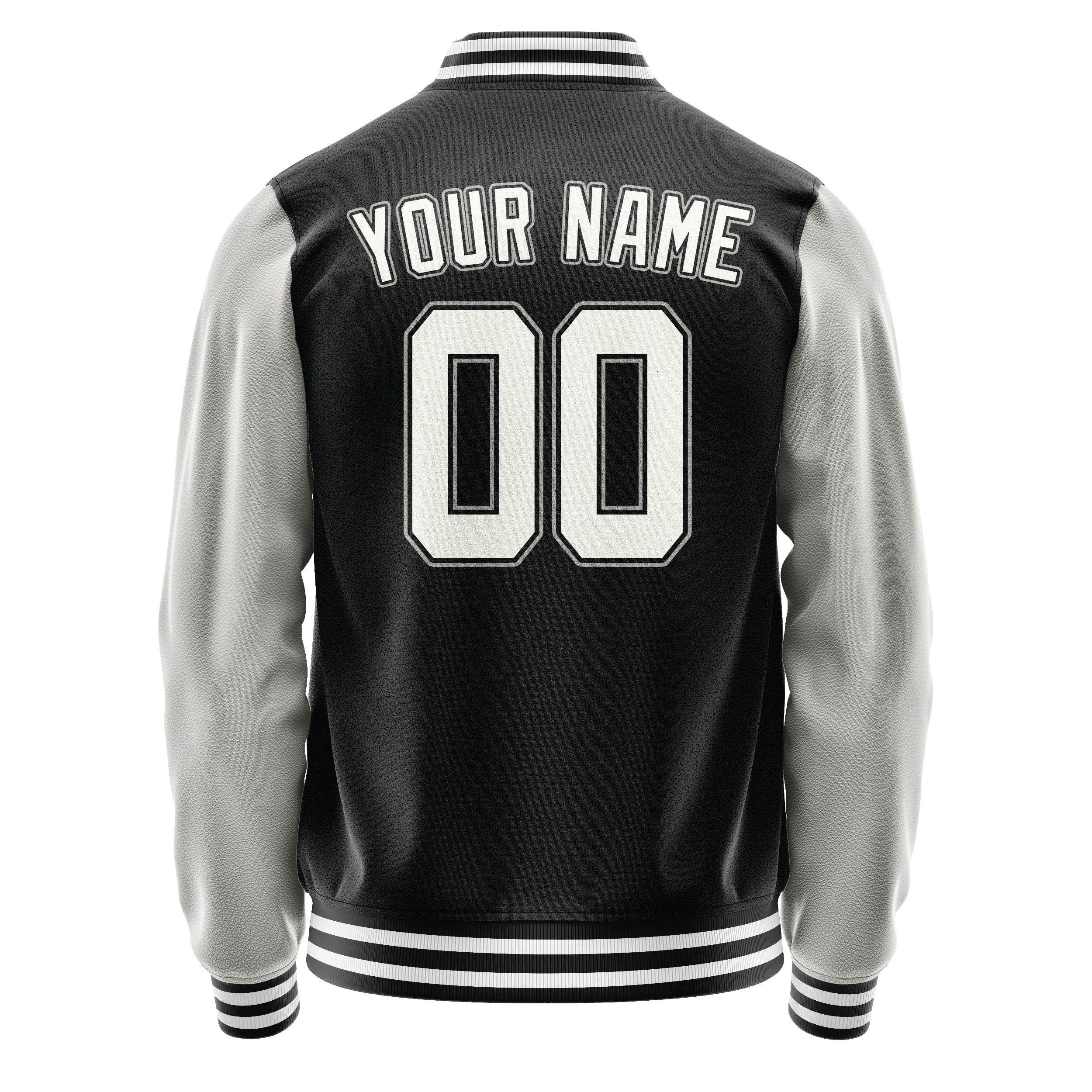 Personalized Black & Gray Solid Color Varsity Letterman Jacket